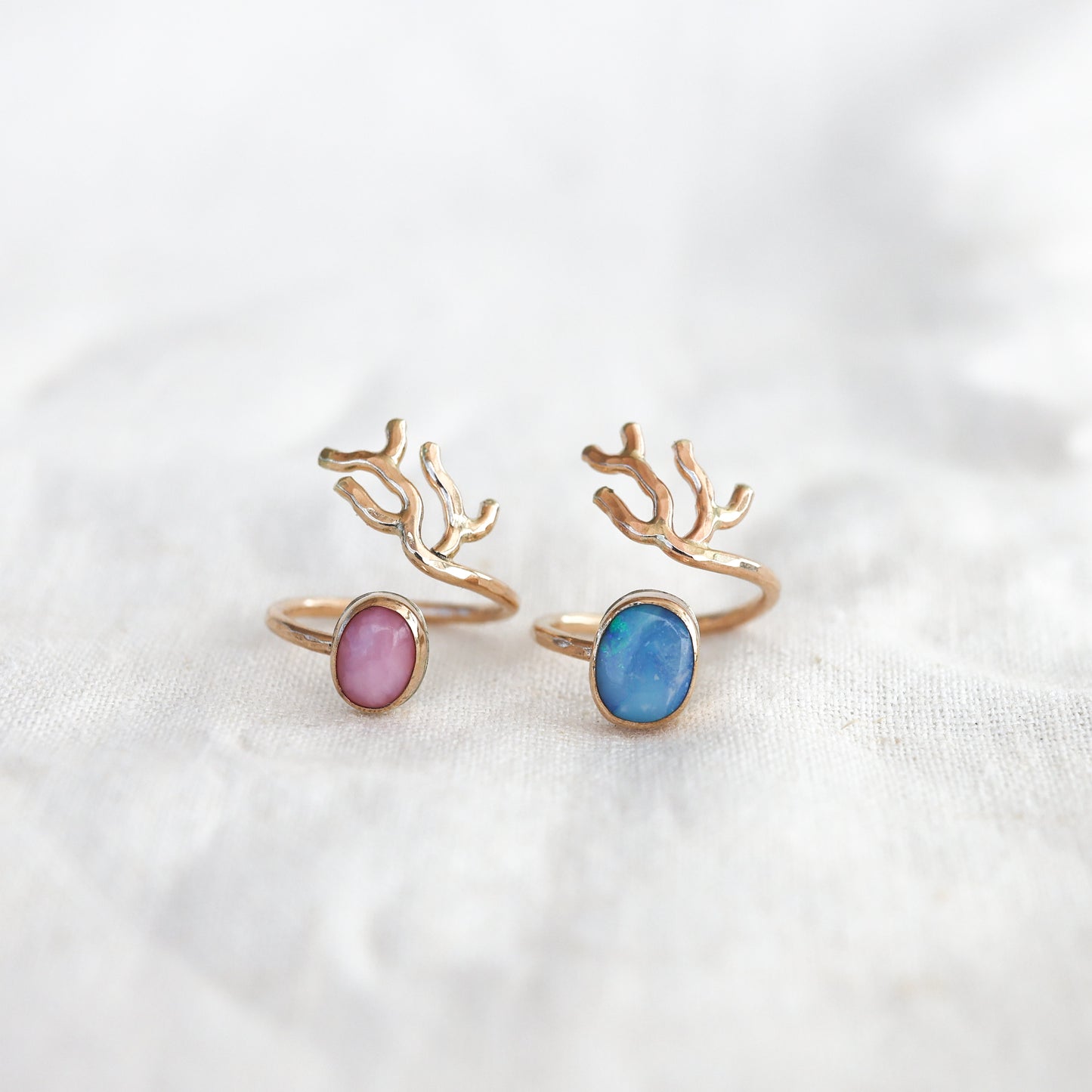 Gold sz. 5 Coral Branch Rings