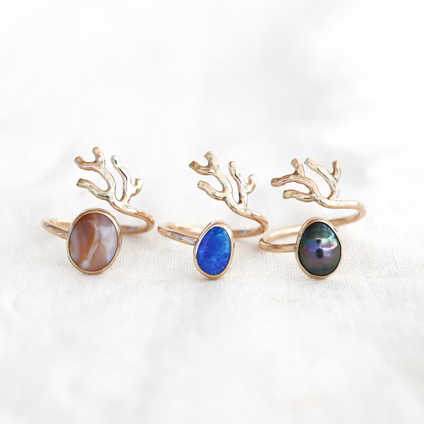 Gold Sz. 8 Coral Branch Rings