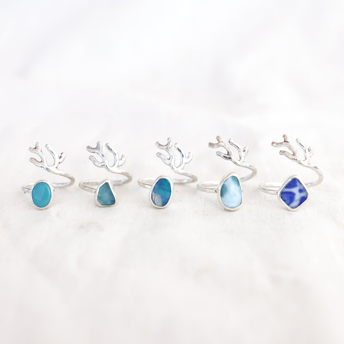 Silver Coral Branch Rings