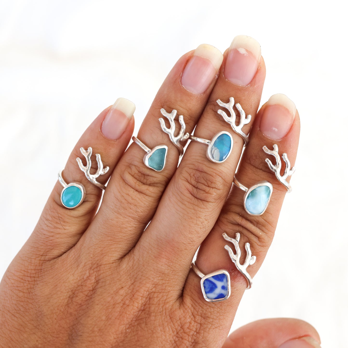 Silver Coral Branch Rings
