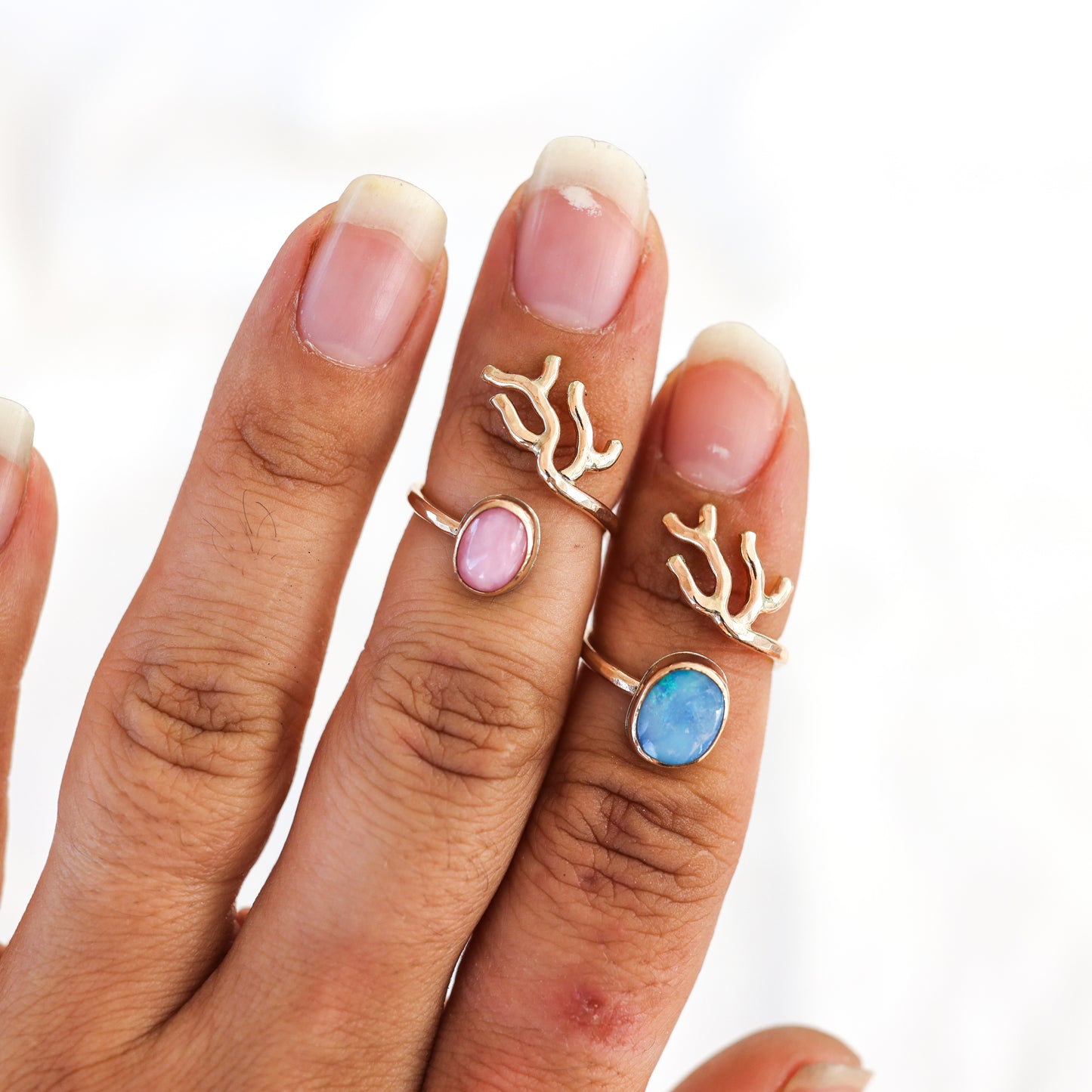 Gold sz. 5 Coral Branch Rings