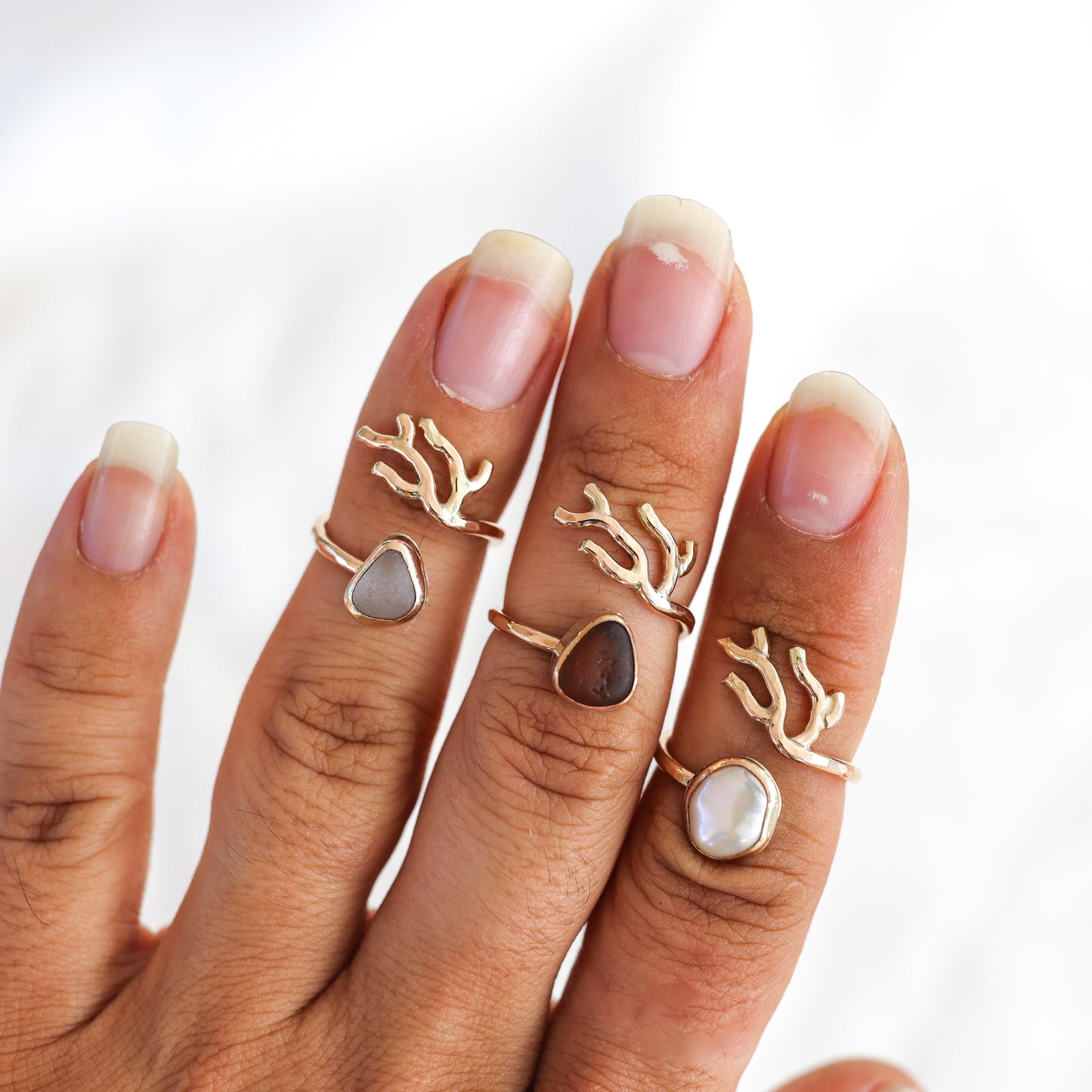Gold Sz. 6 Coral Branch Rings