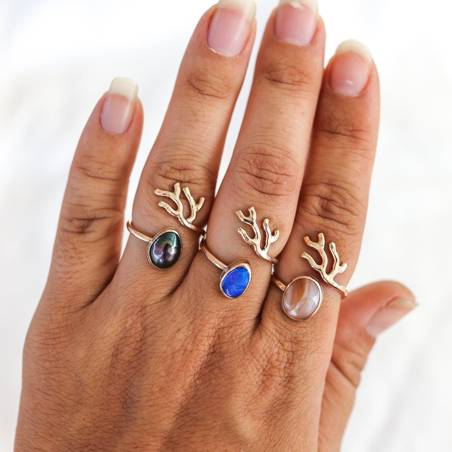 Gold Sz. 8 Coral Branch Rings