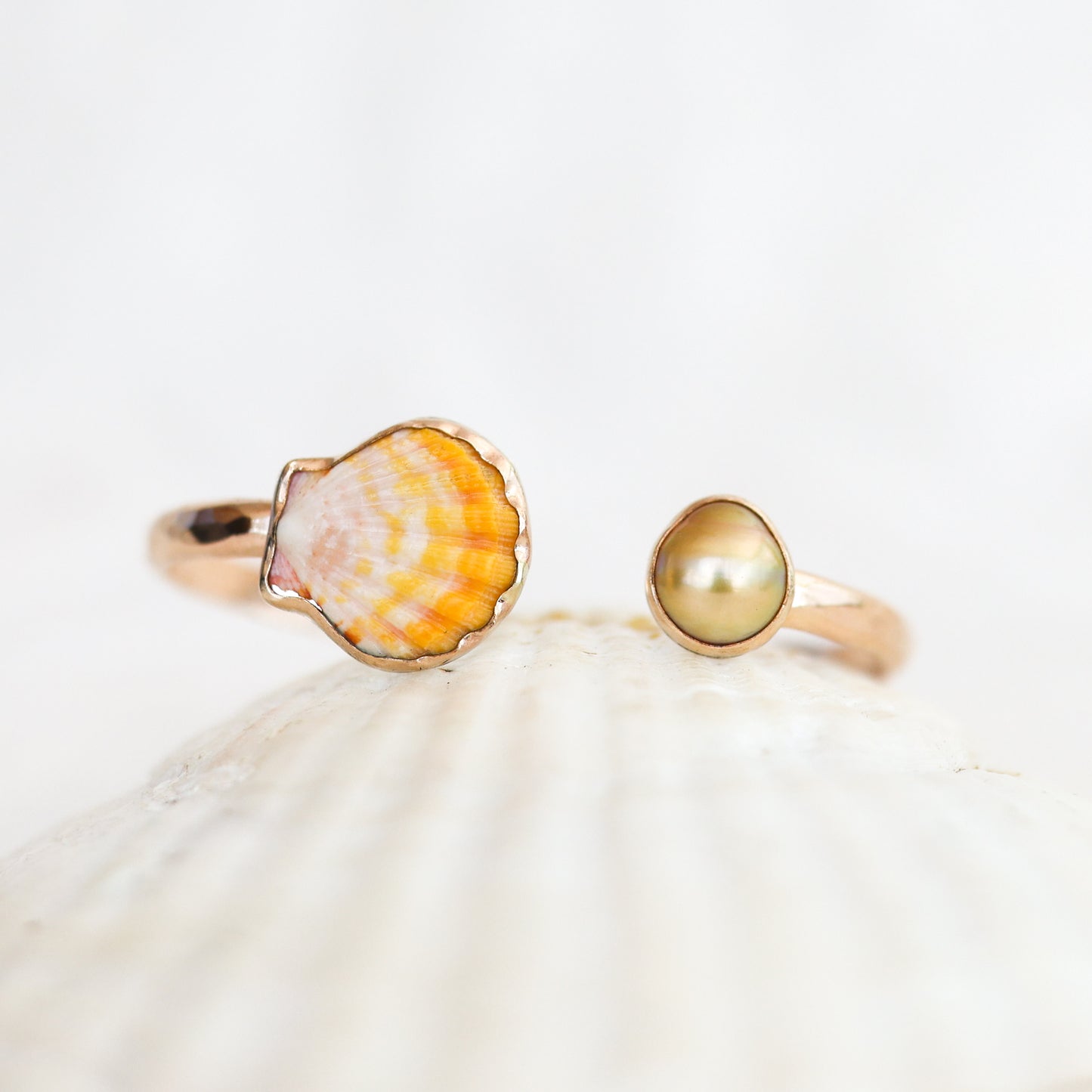 Gold Sunrise Shell and South Sea Pearl Cuff