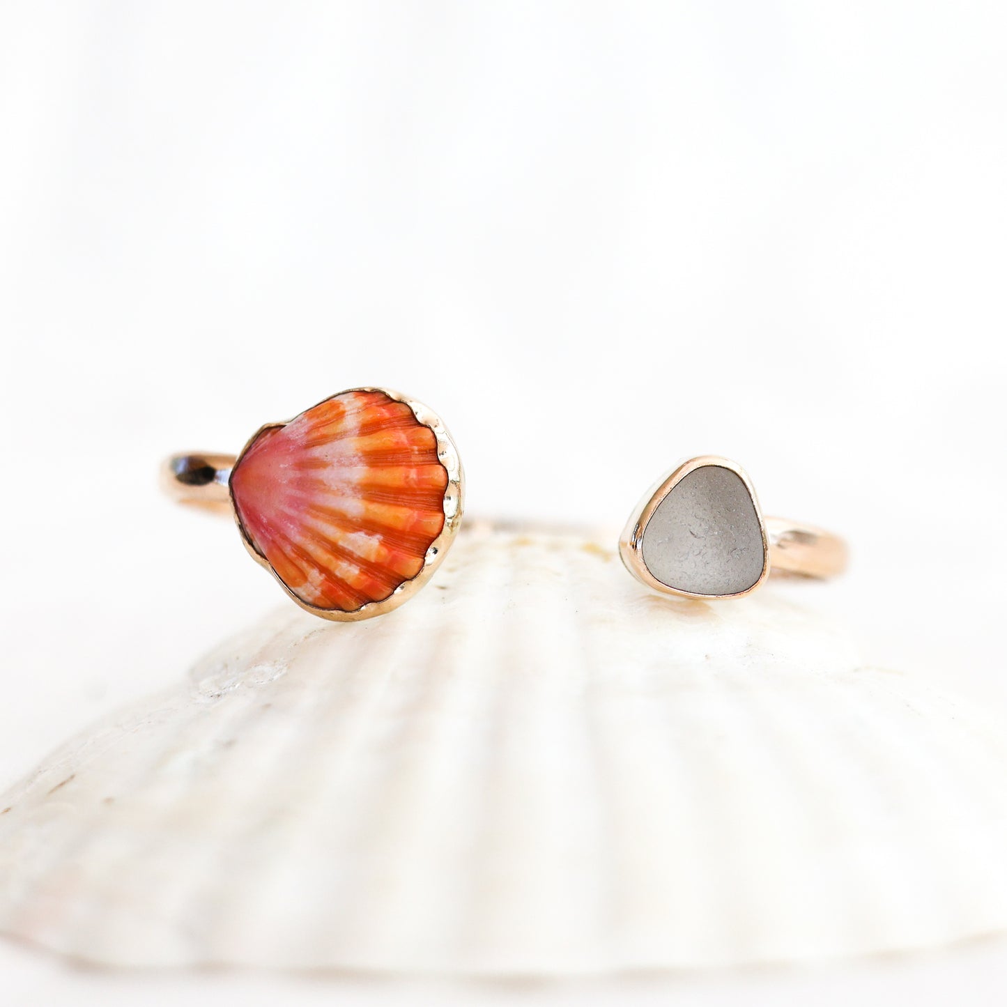 Gold Sunrise Shell and Seaglass Cuff