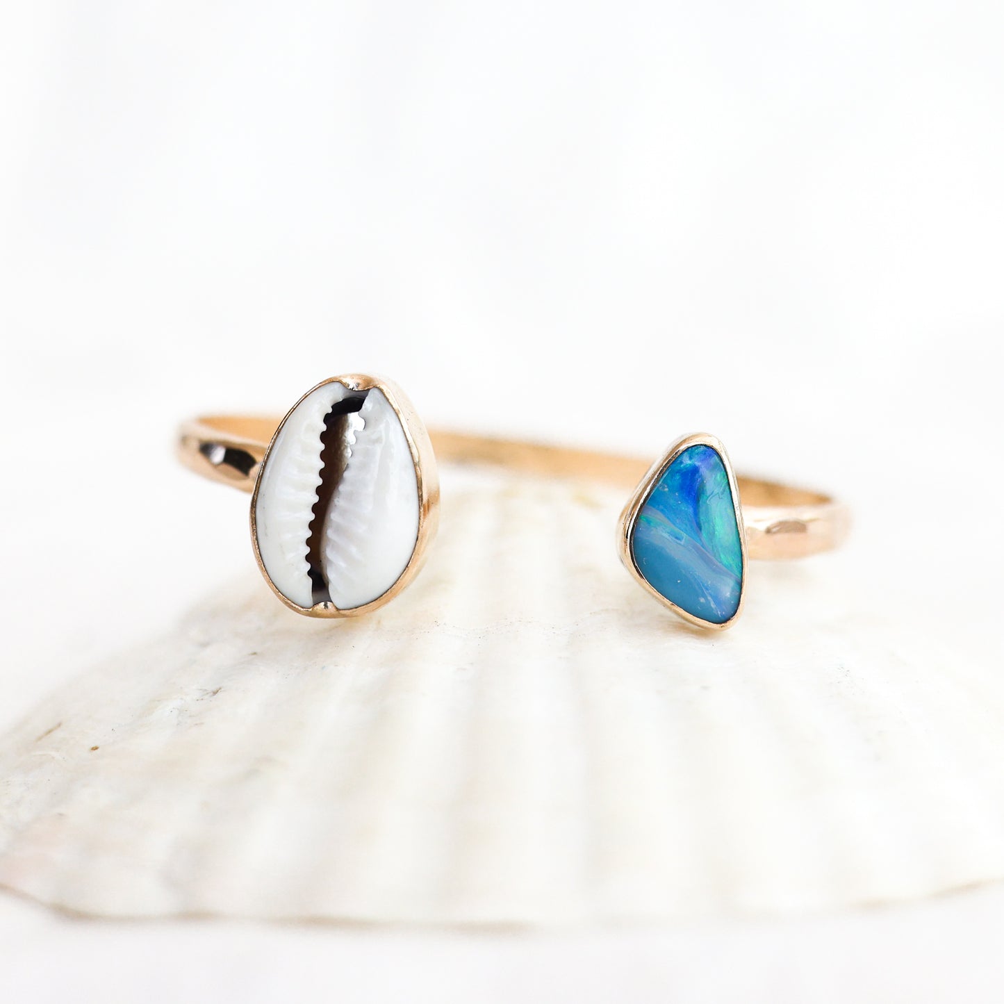 Gold Cowrie and Opal Cuff