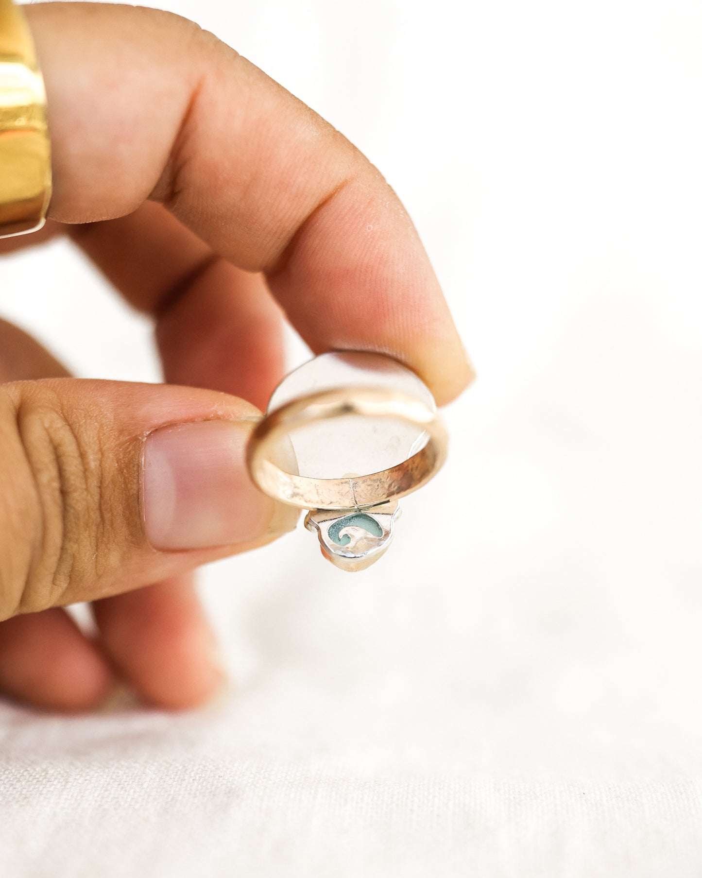 Gold Sunrise Shell and Precious Stone Rings