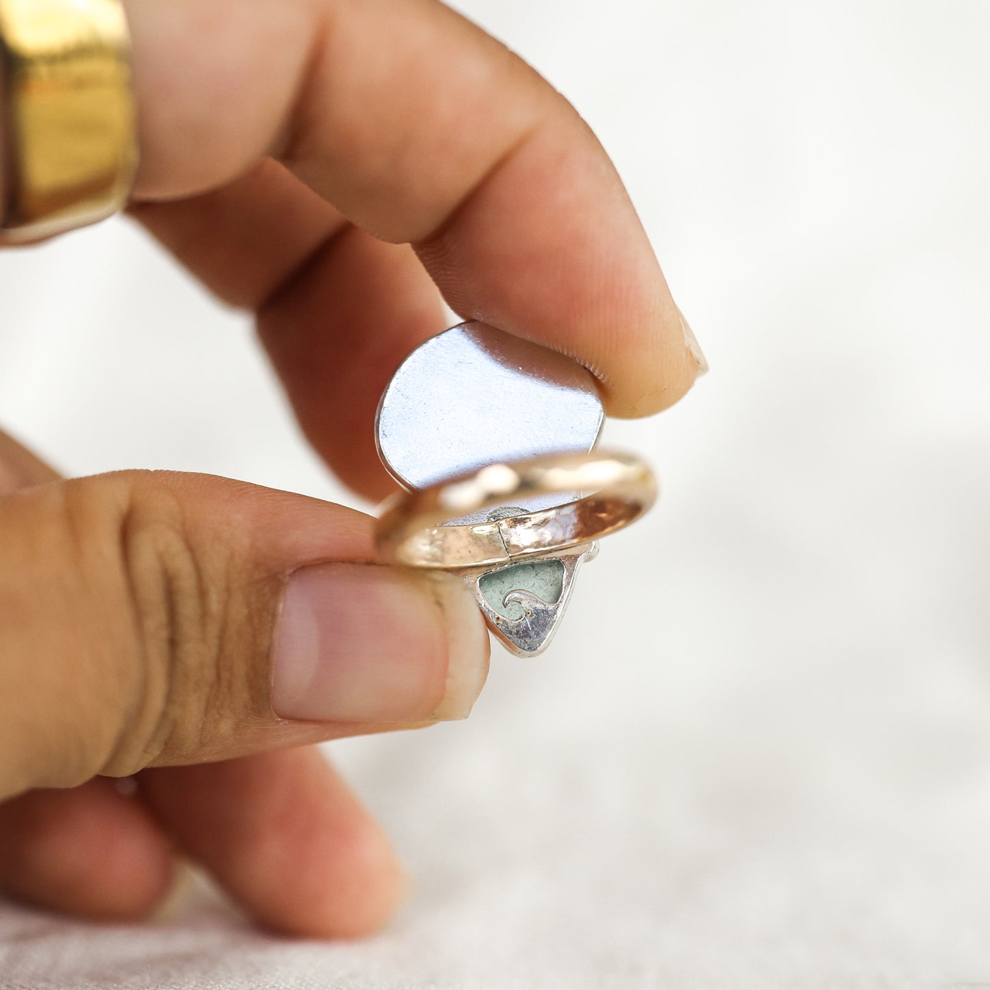 Gold Sunrise Shell and Precious Stone Rings