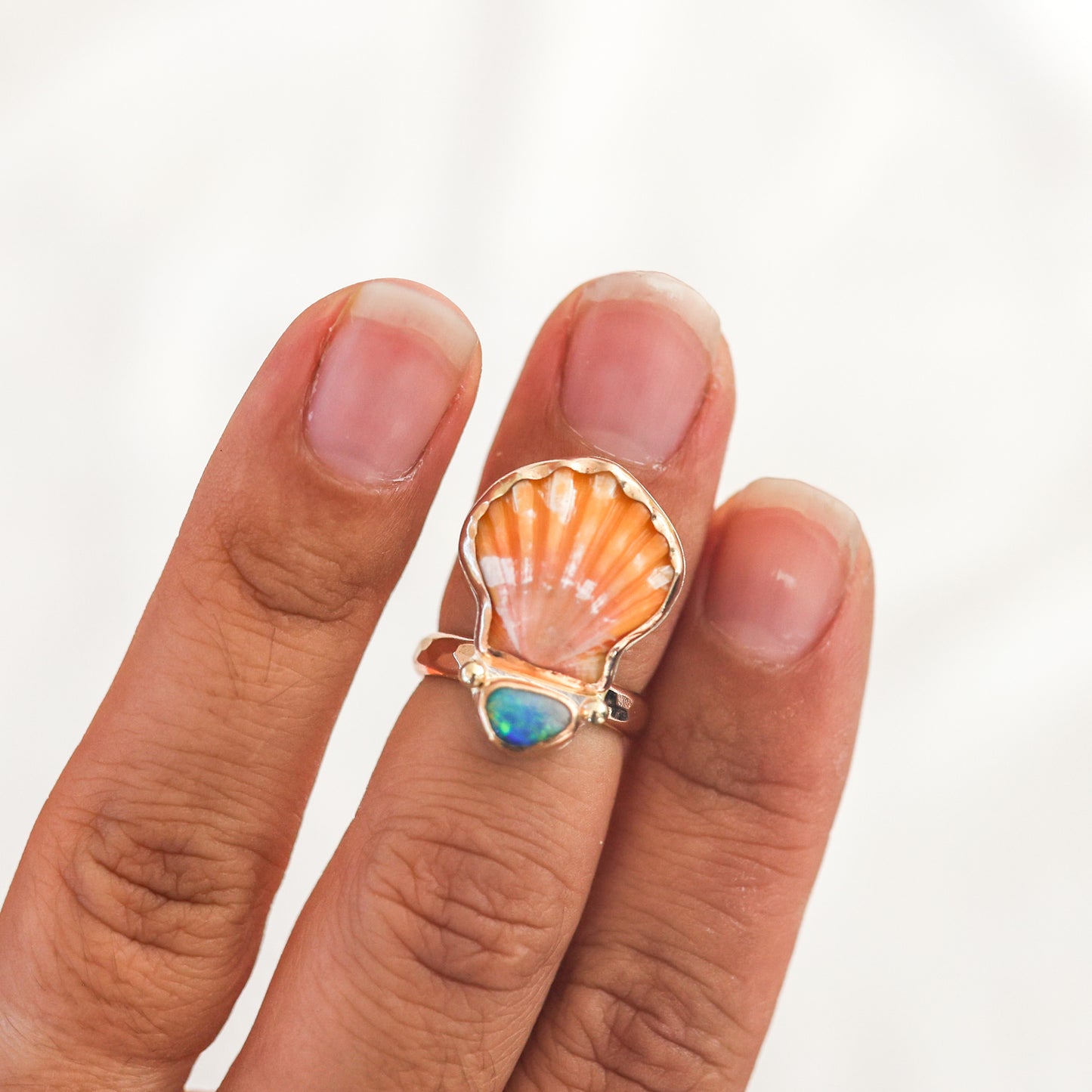 Gold Sunrise Shell and Precious Stone Rings