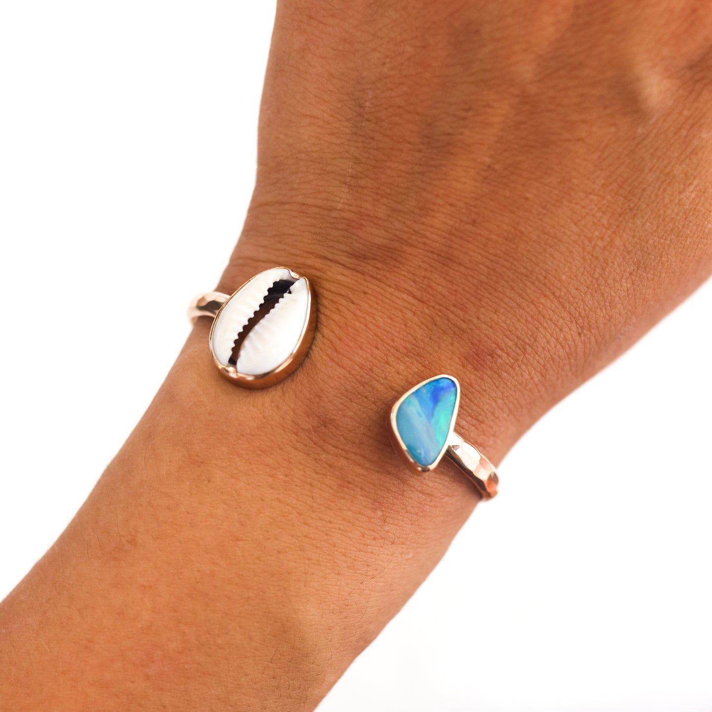 Gold Cowrie and Opal Cuff
