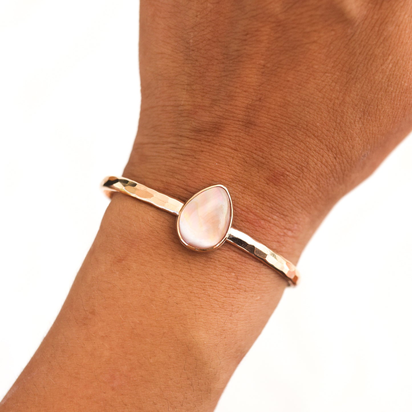 Gold Tear Drop Mother of Pearl Cuff
