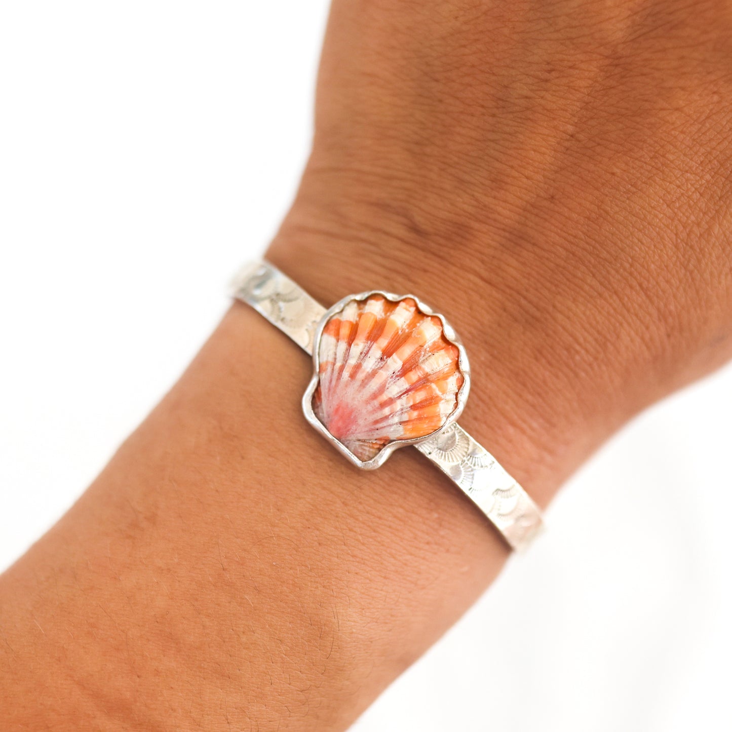 Silver Sunrise Shell Mermaid Cuff