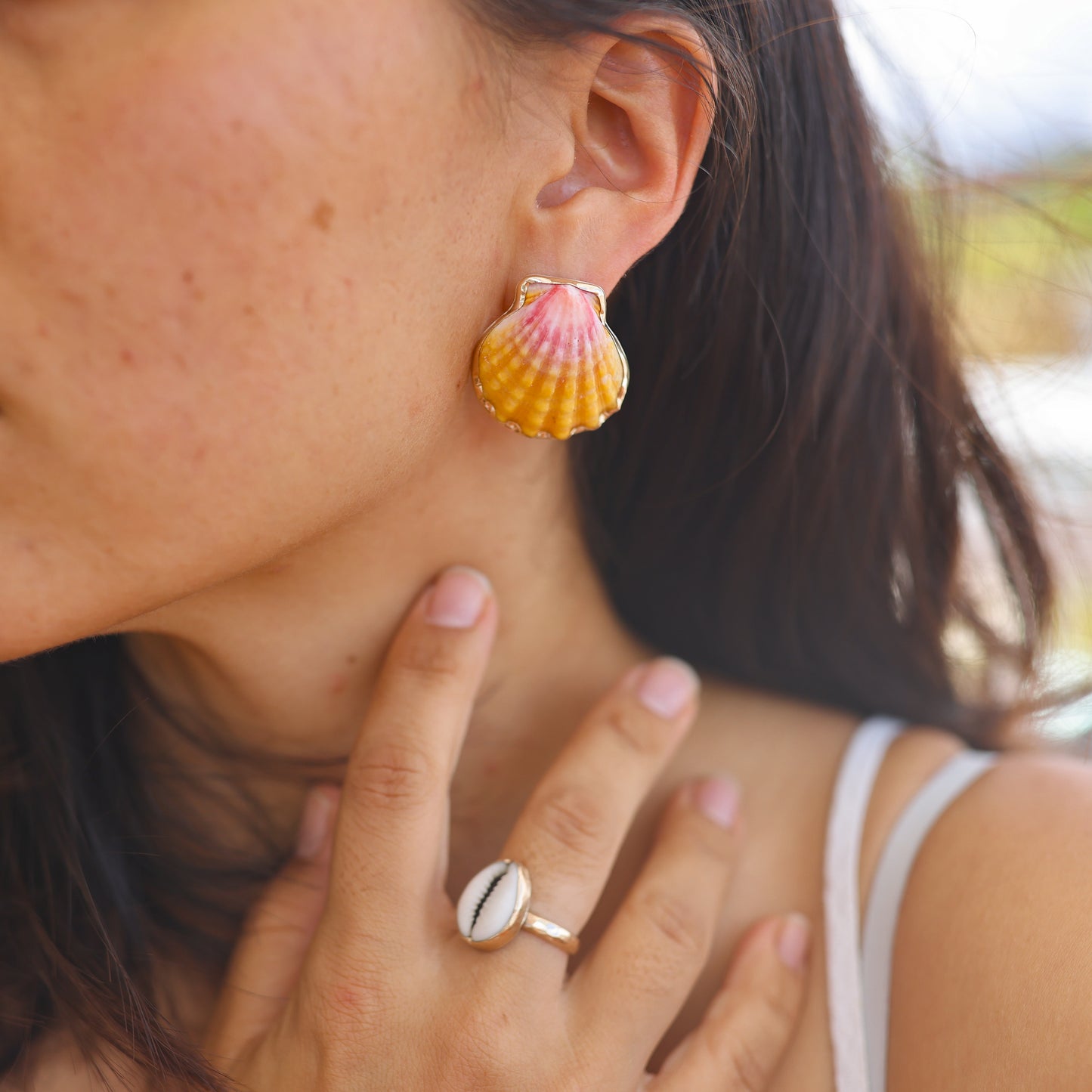 Gold Sunrise Shell Studs