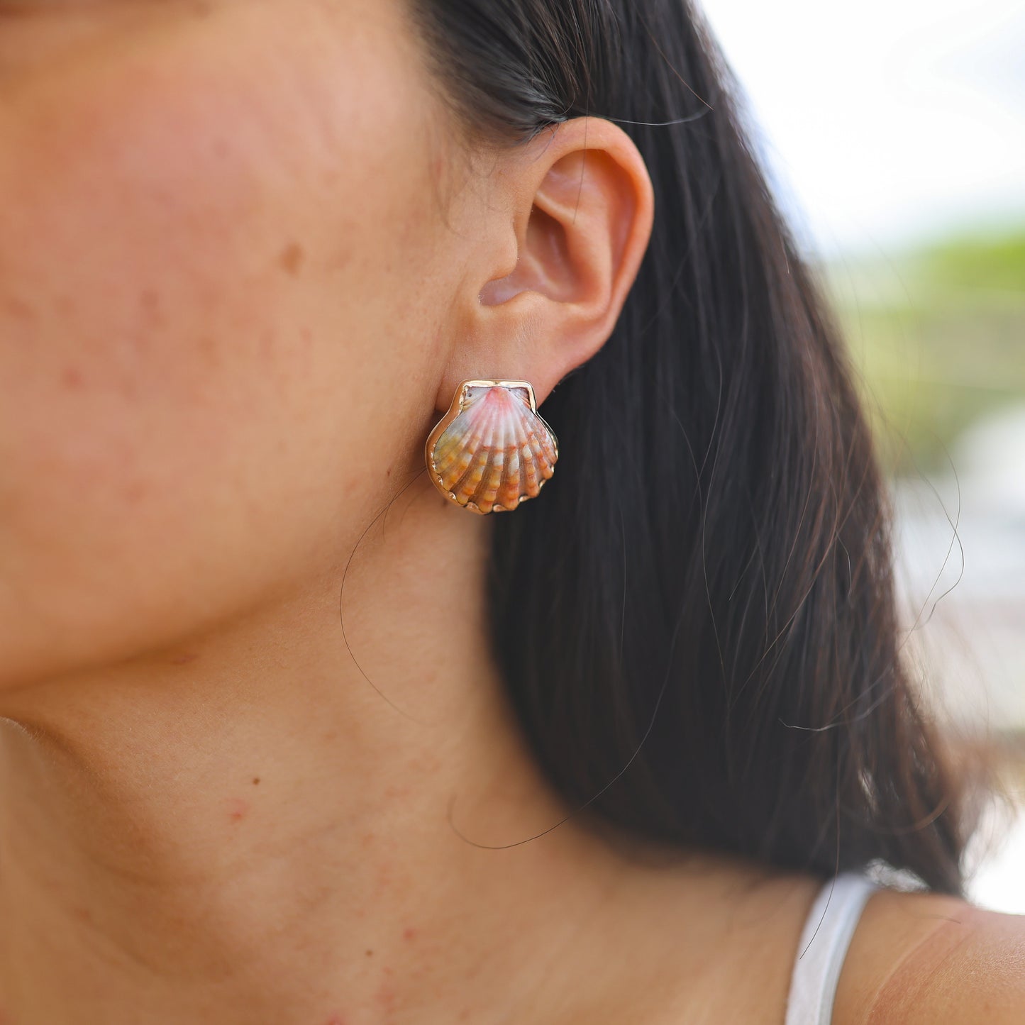 Gold Sunrise Shell Studs