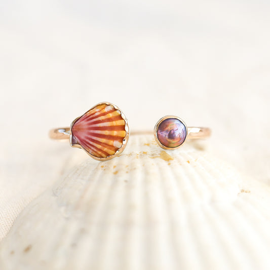 Gold Sunrise Shell and Pink Edison Pearl
