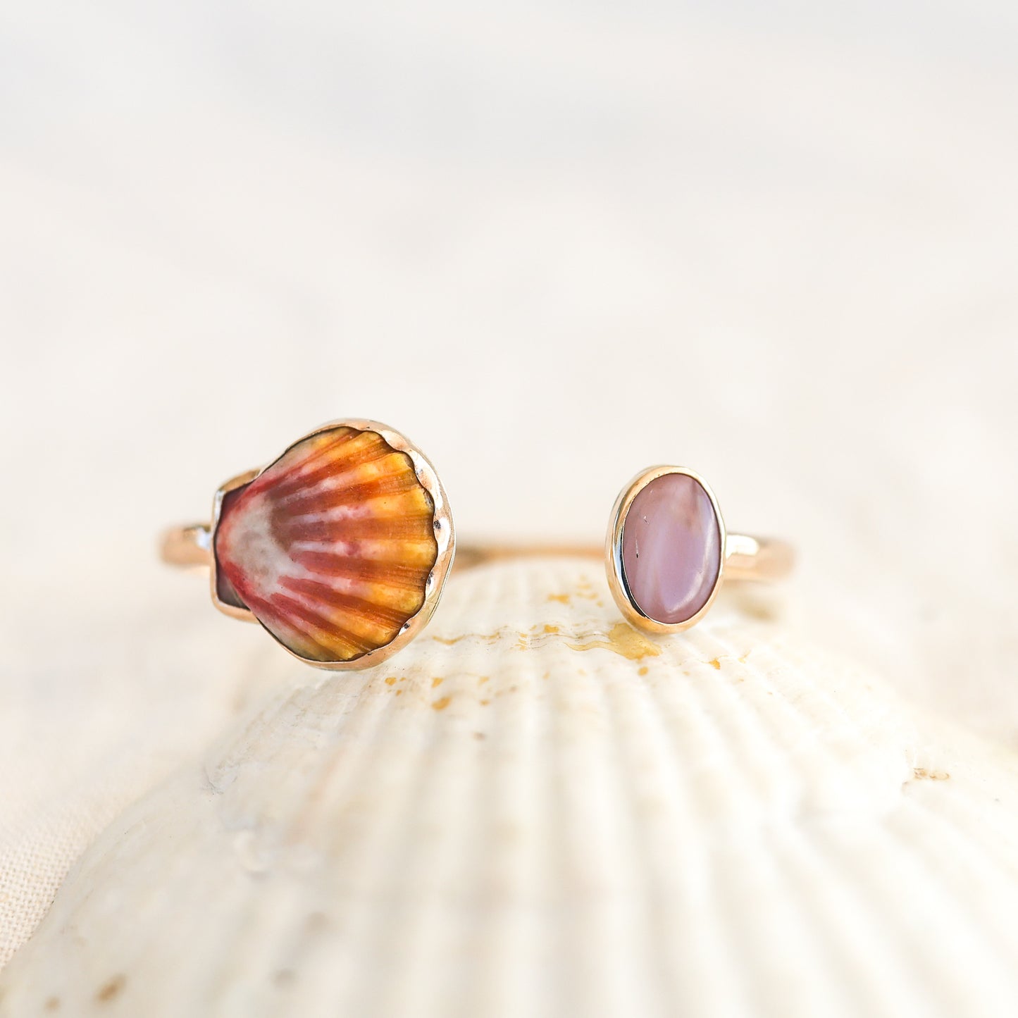 Gold Sunrise Shell and Mother of Pearl Cuff