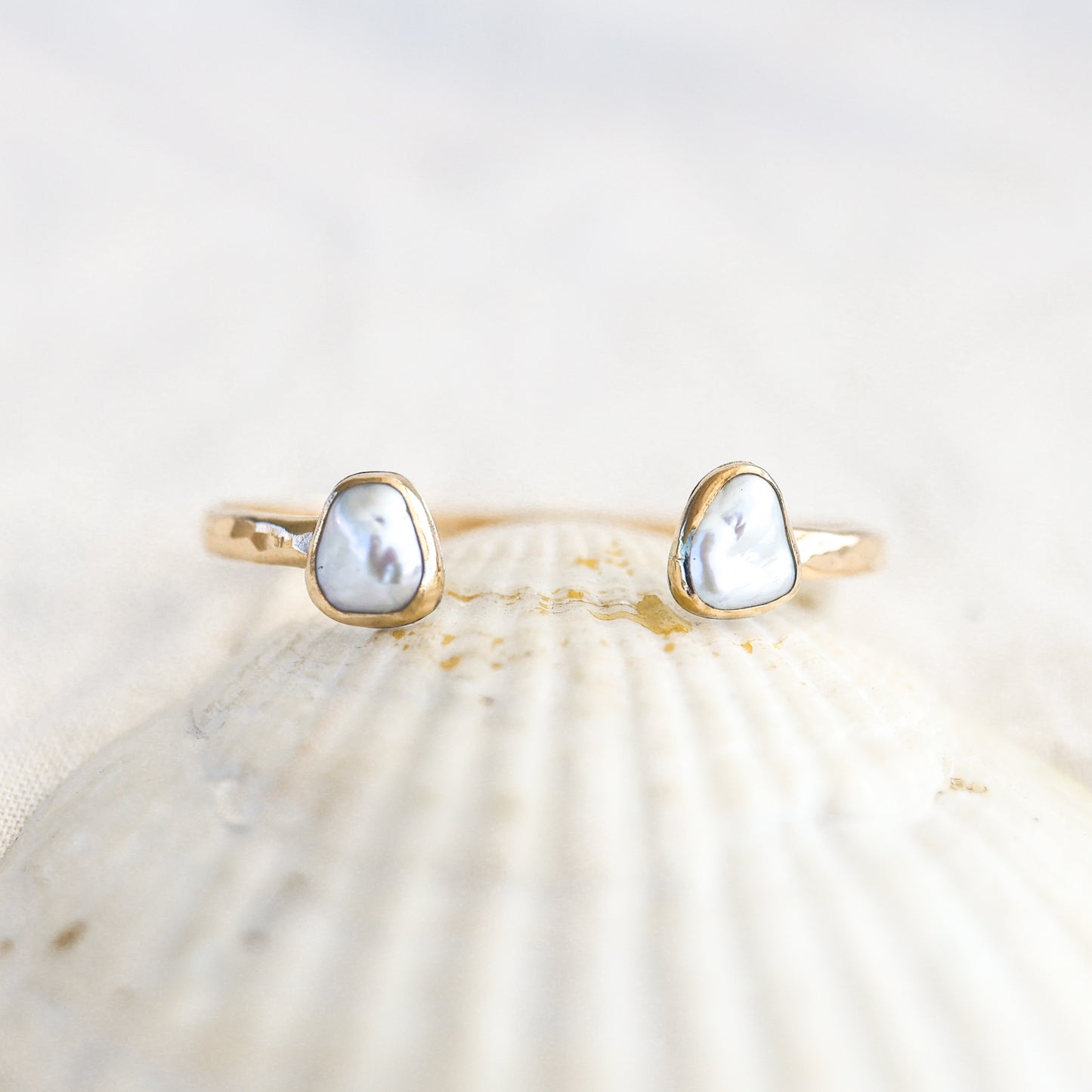 Gold Double White Edison Pearl Cuff