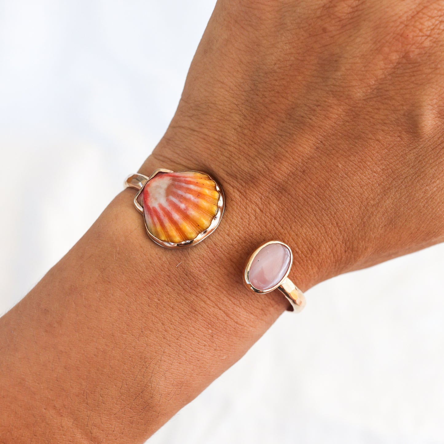 Gold Sunrise Shell and Mother of Pearl Cuff