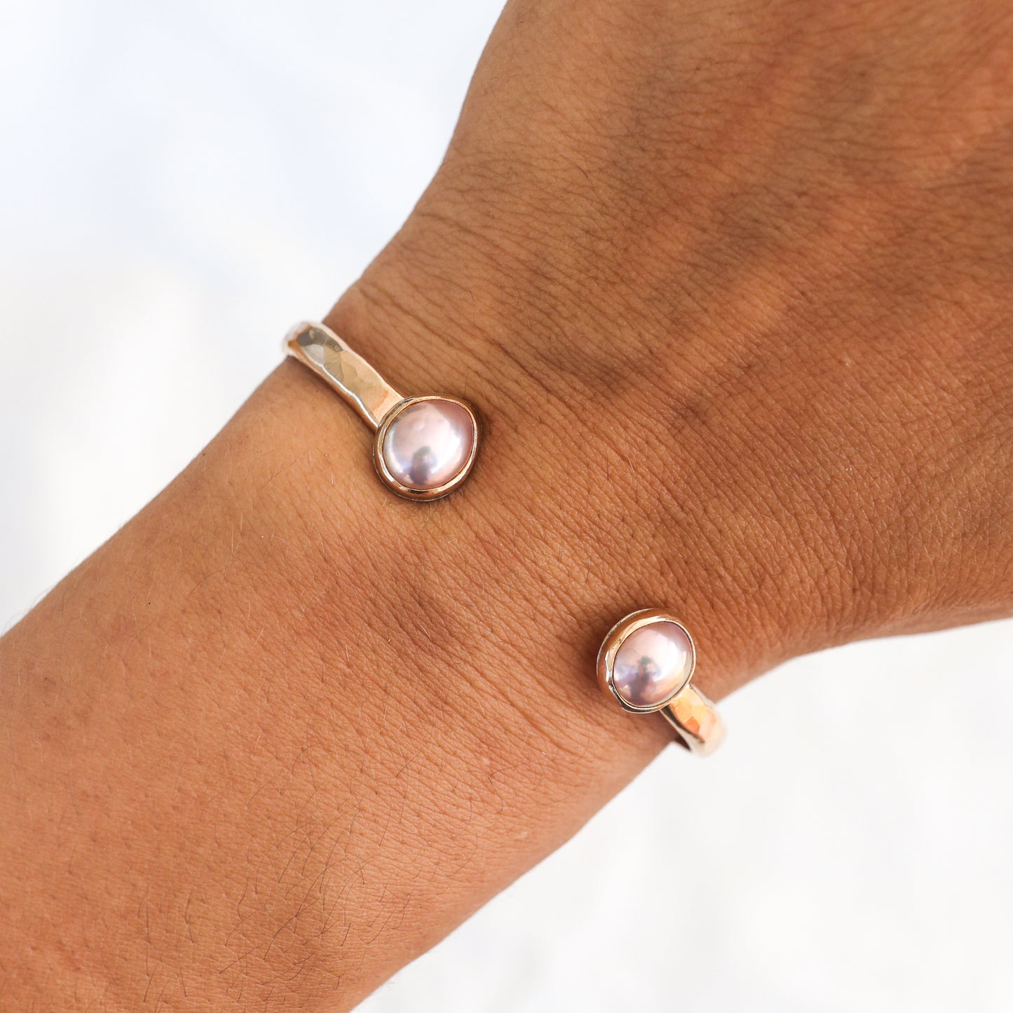 Gold Double Pink Edison Pearl Cuff