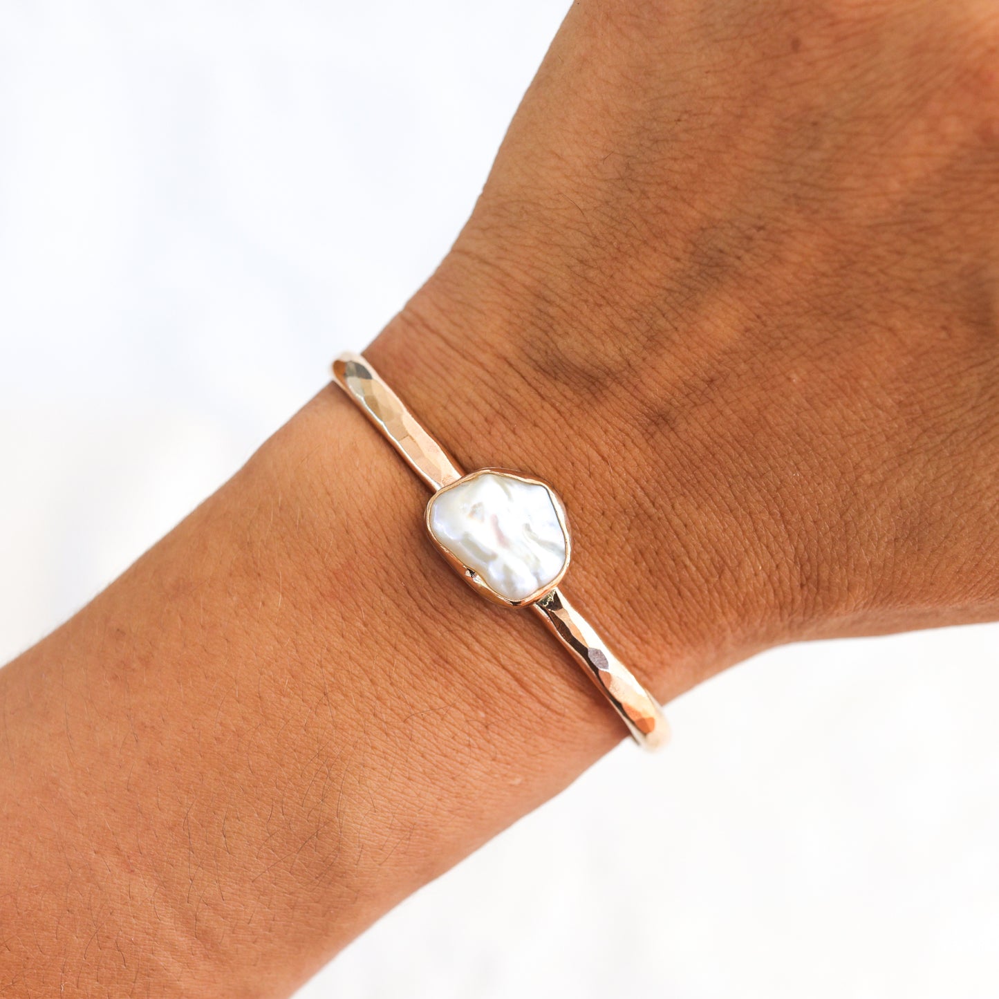 Gold White Edison Pearl Cuff