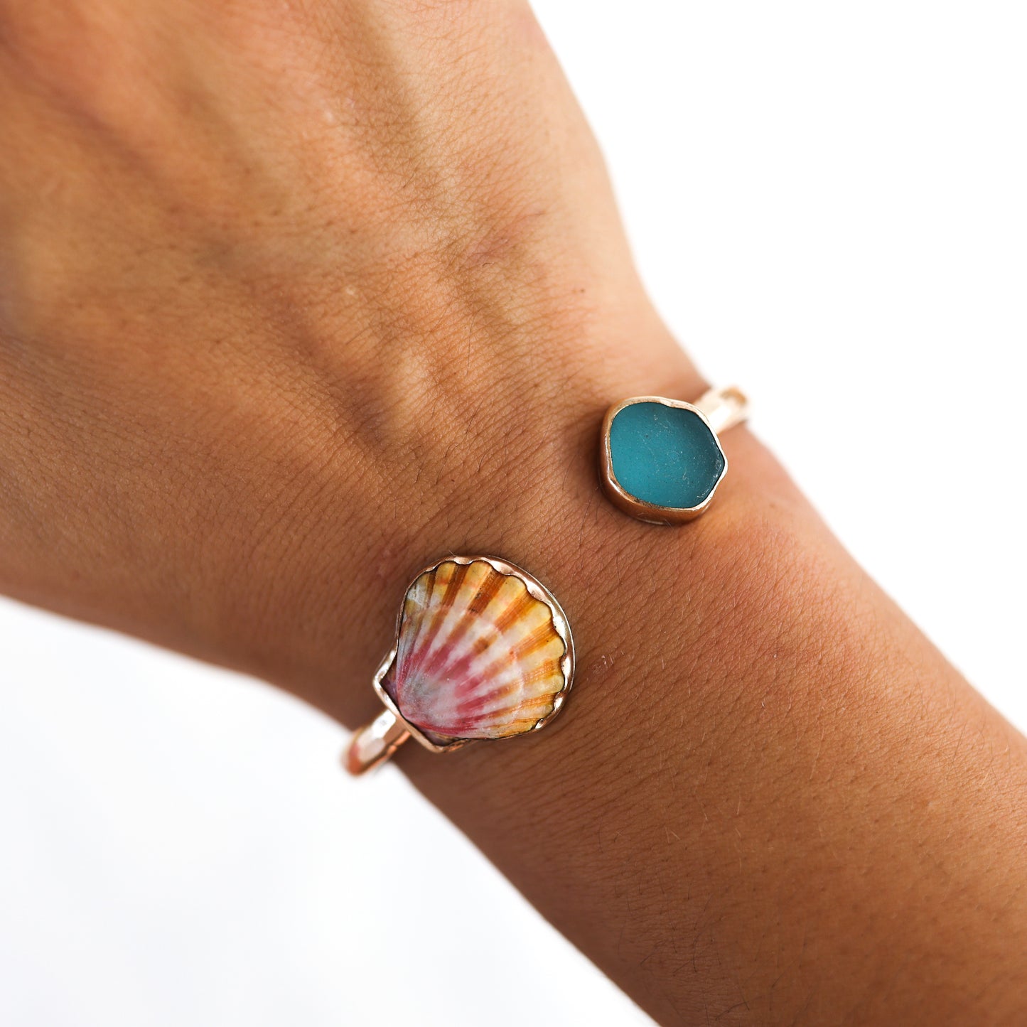 Gold Sunrise Shell and Seaglass Cuff