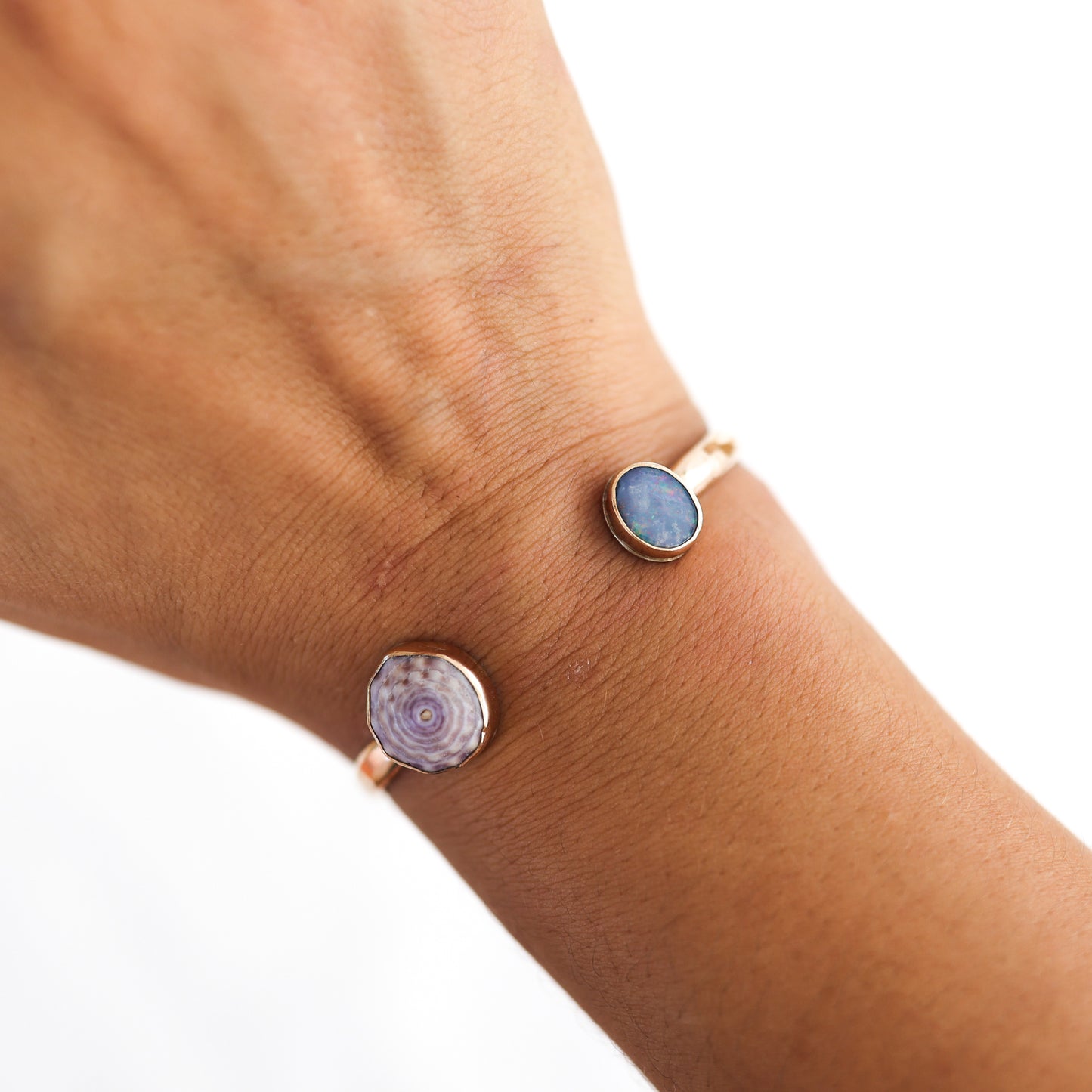 Gold Puka Shell and Australian Opal Cuff