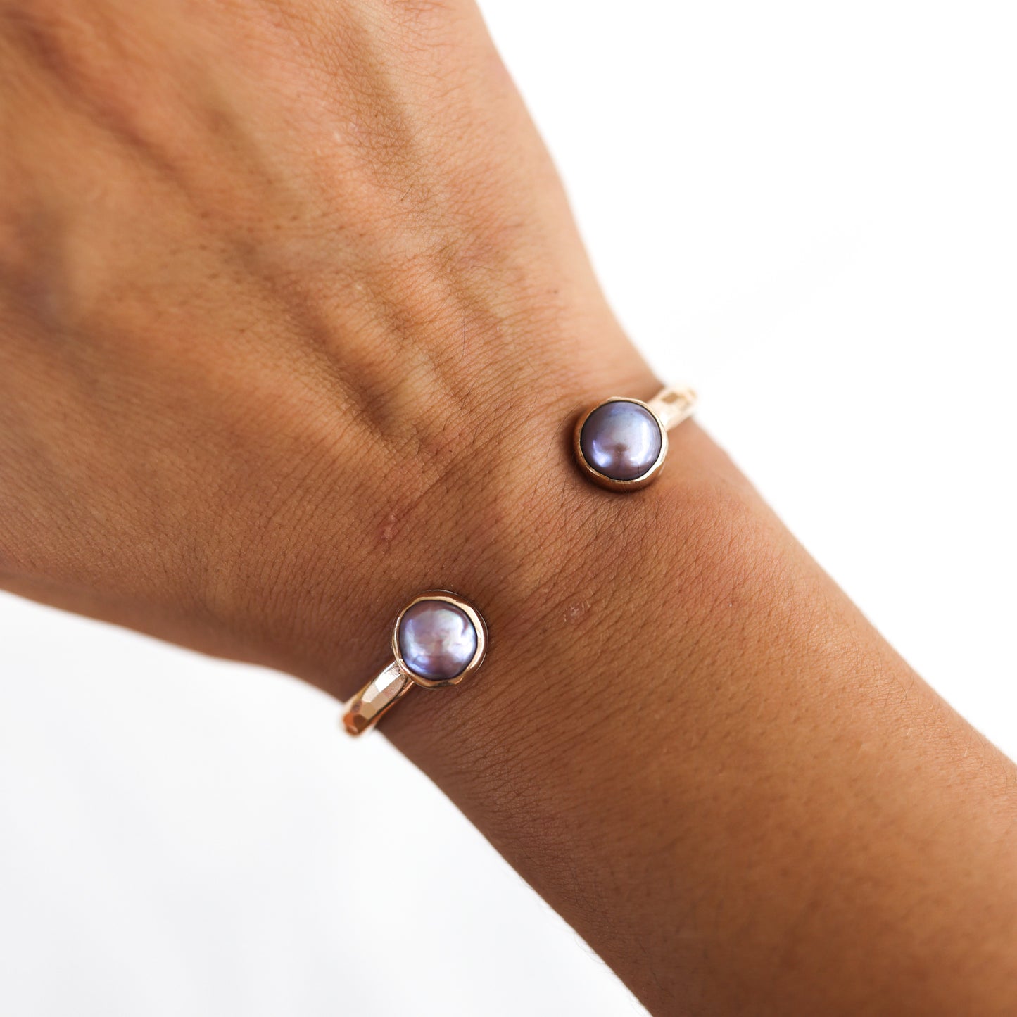 Gold Double Pink Edison Pearl Cuff