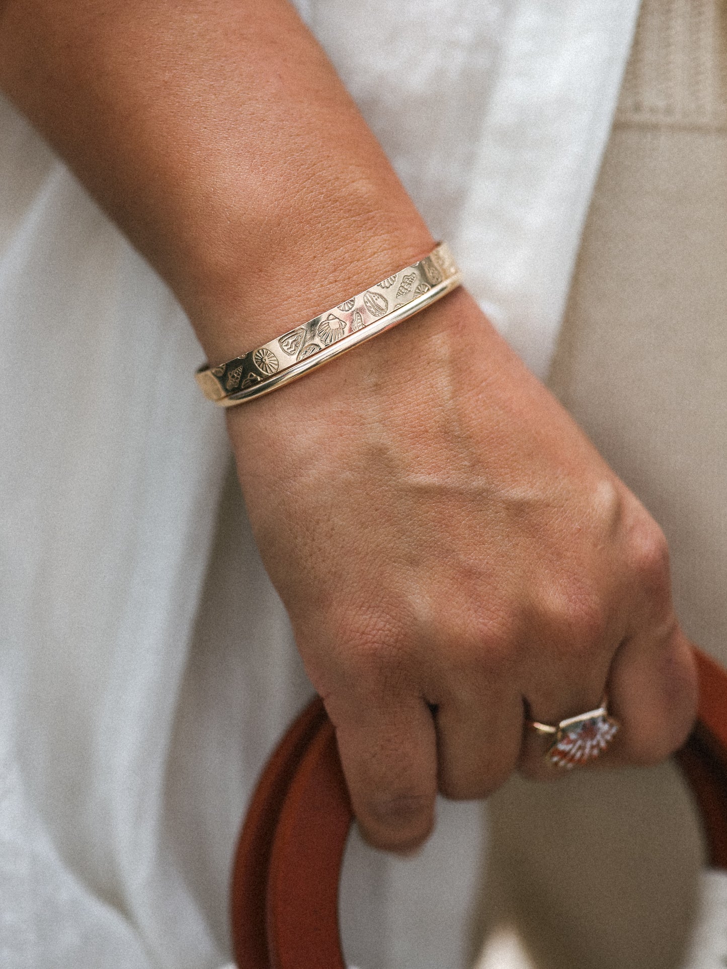 Gold Stamped Shell Cuff