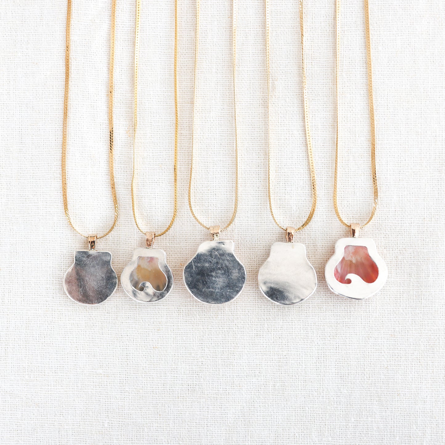 Small Gold Bezel Sunrise Shell Necklaces