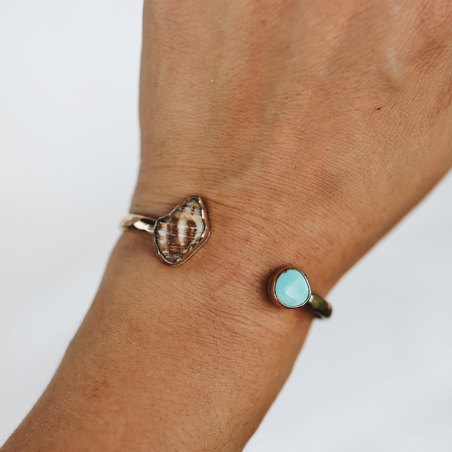 Gold Shell and Turquoise Cuff