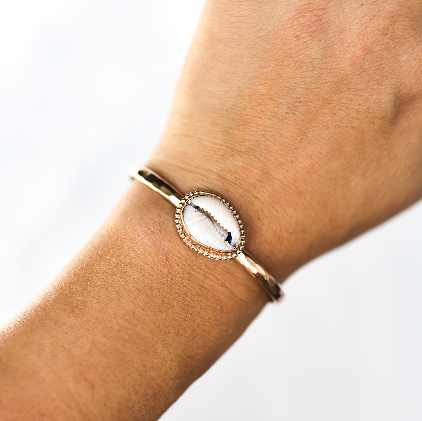 Gold Beaded Cowrie Cuff