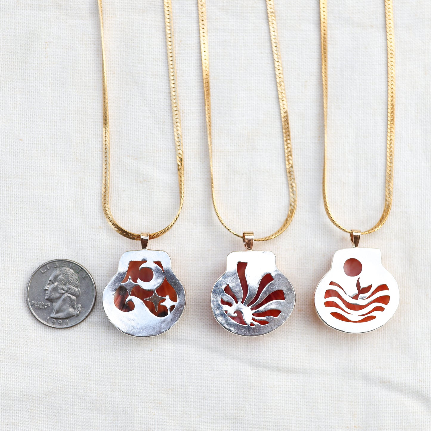 Gold Bezel Sunrise Shell Necklaces