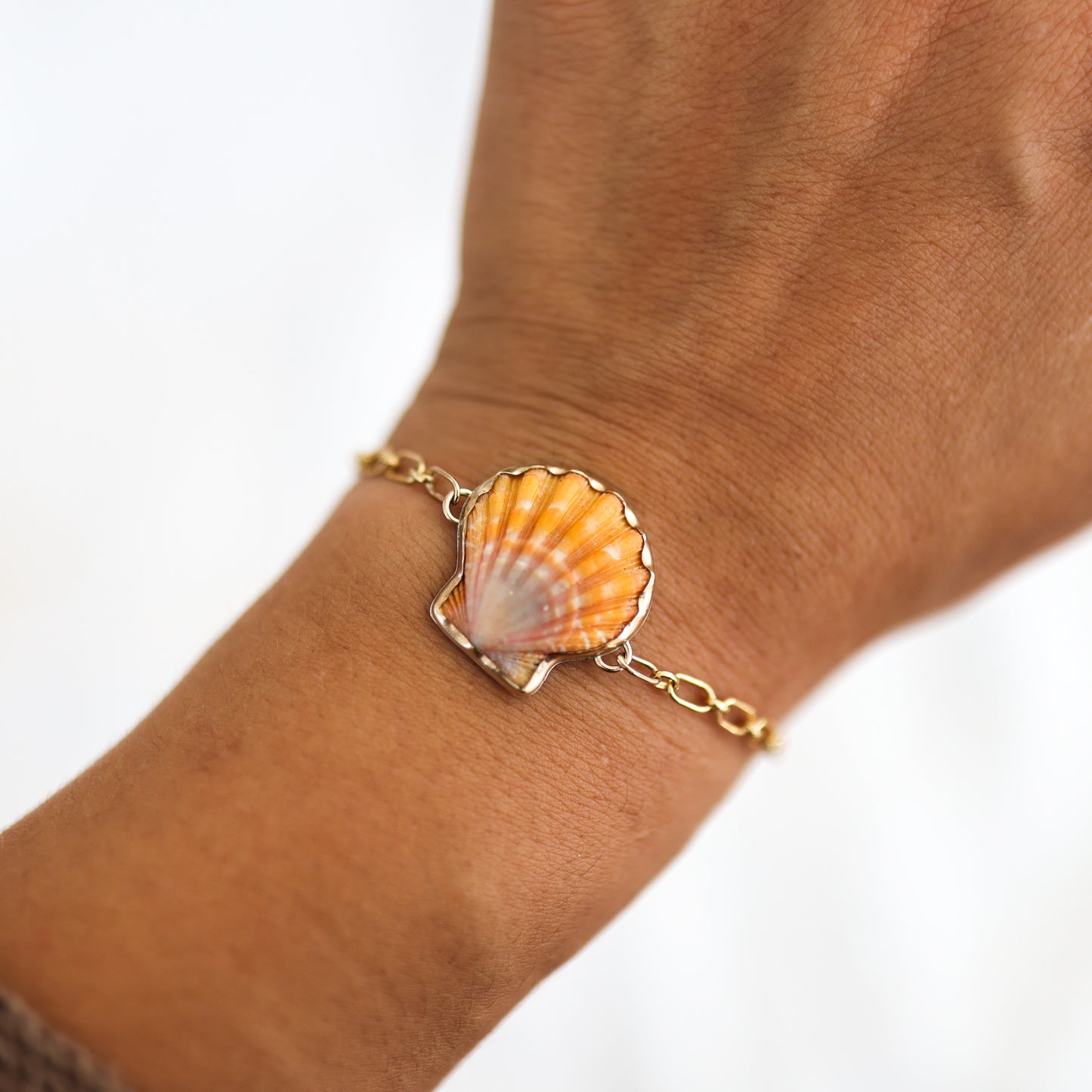 Gold Sunrise Shell Chain Cuff