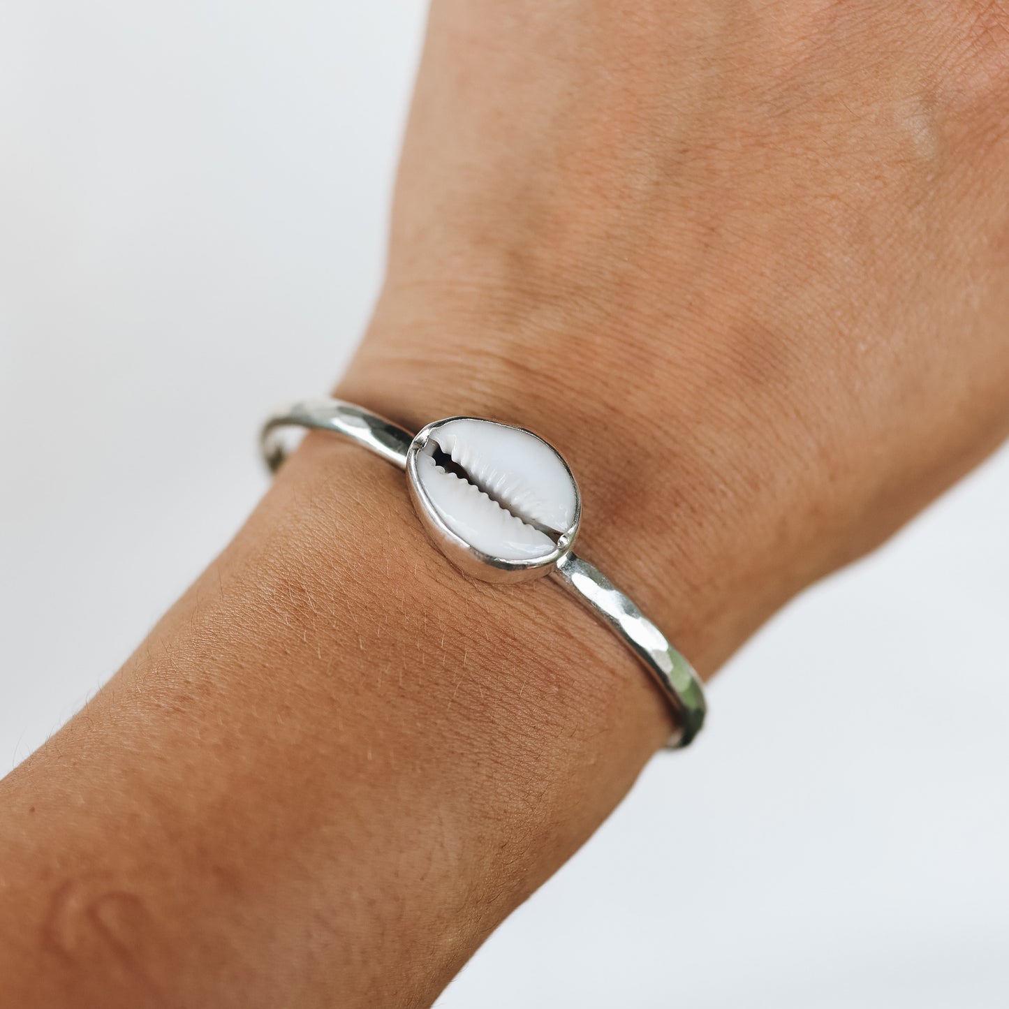 Silver Cowrie Shell Cuff