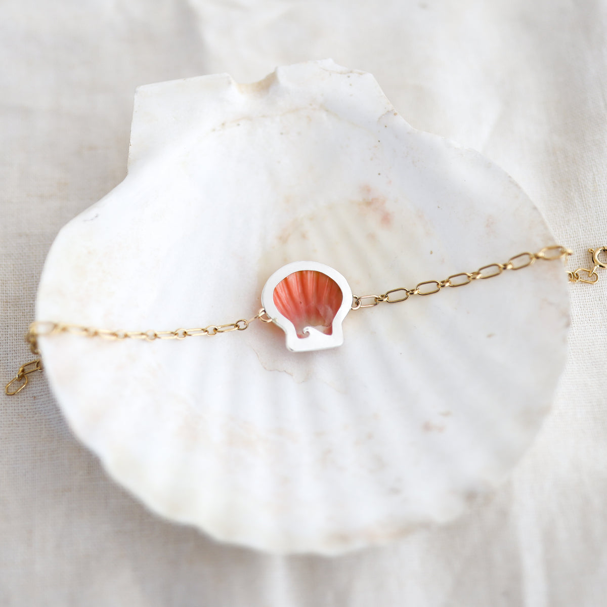 Gold Sunrise Shell Chain Cuff