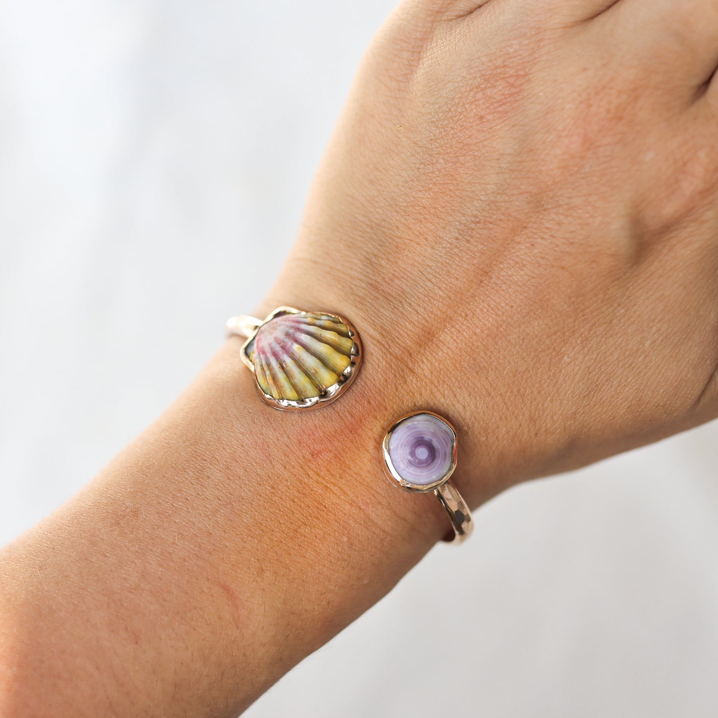 Gold Sunrise Shell and Puka Shell Cuff