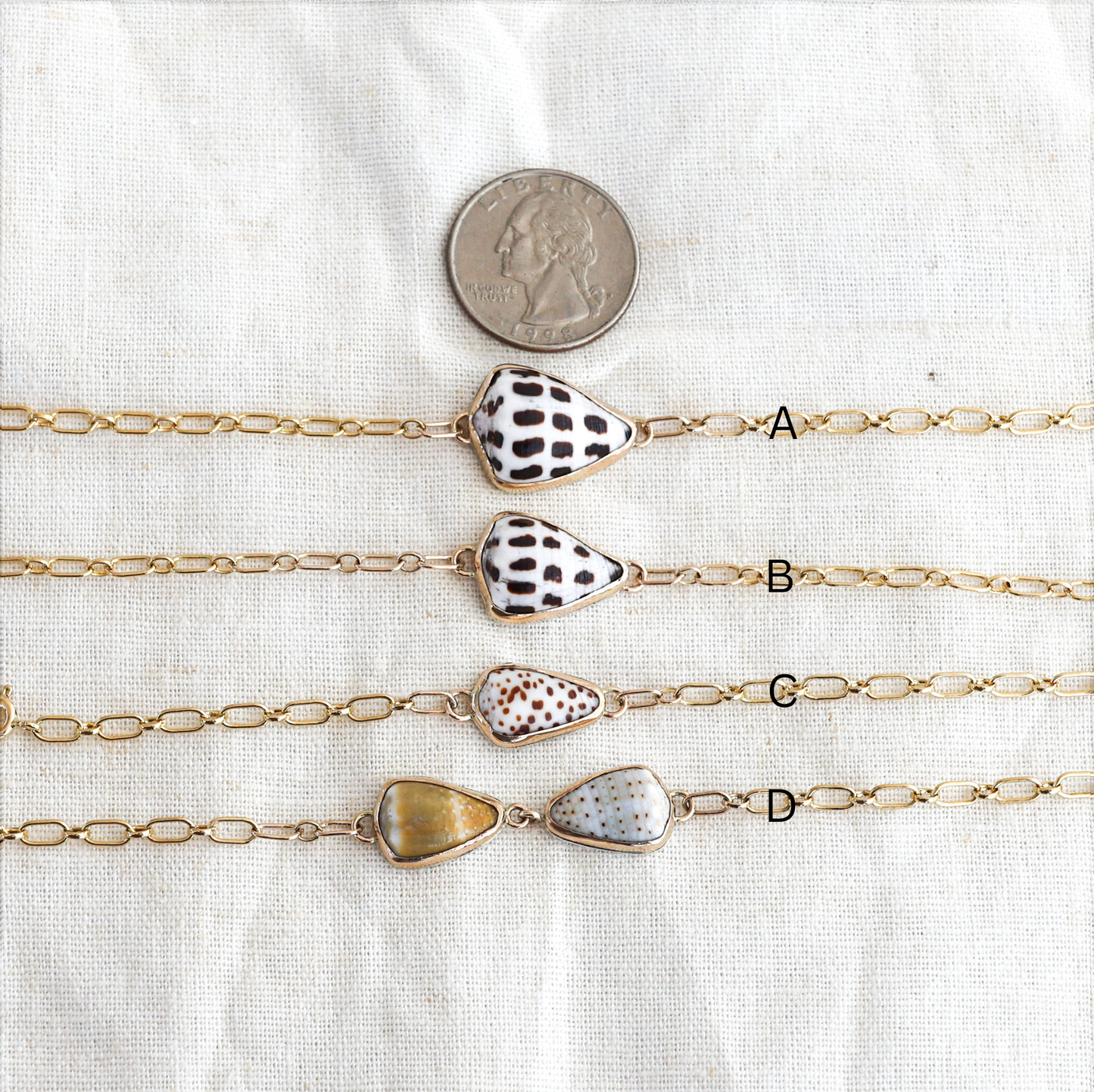 Gold Cone Shell Chain Bracelets
