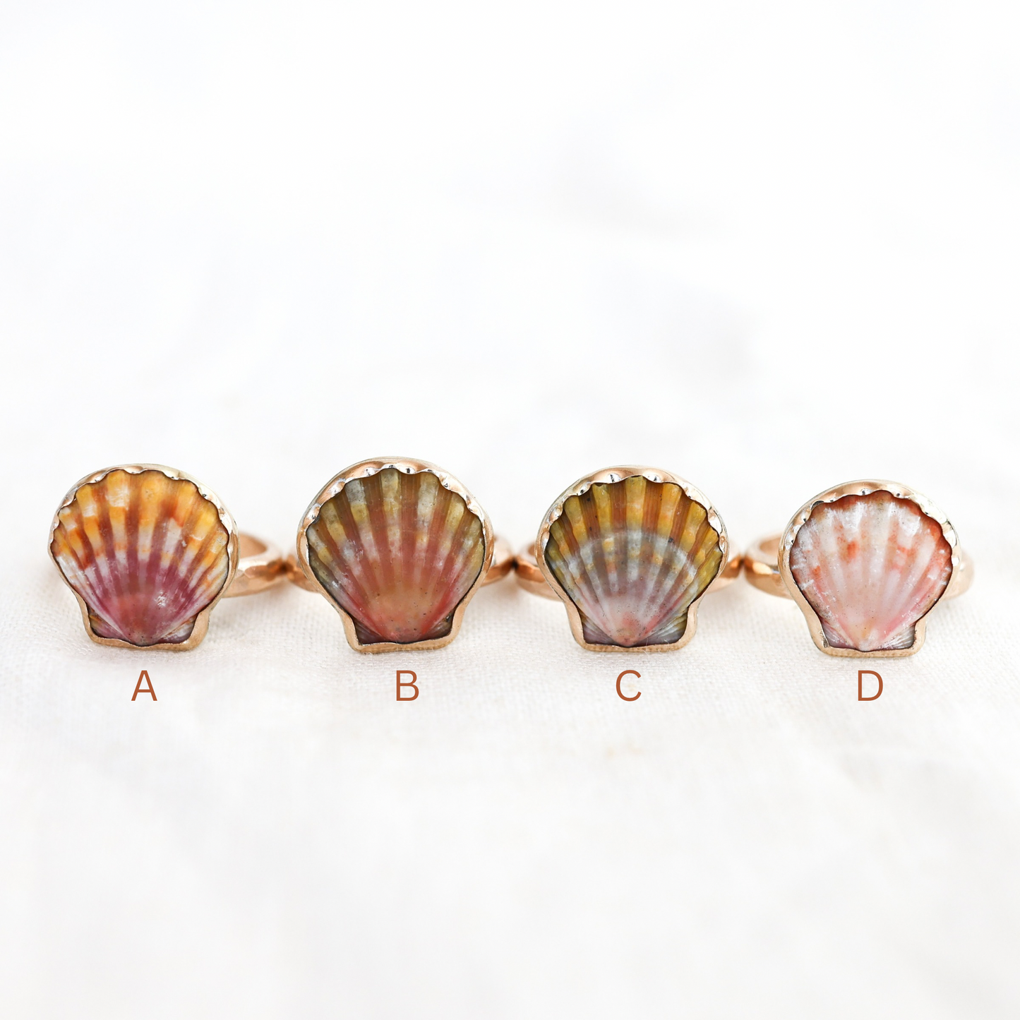 Gold Size 8 Sunrise Shell Rings