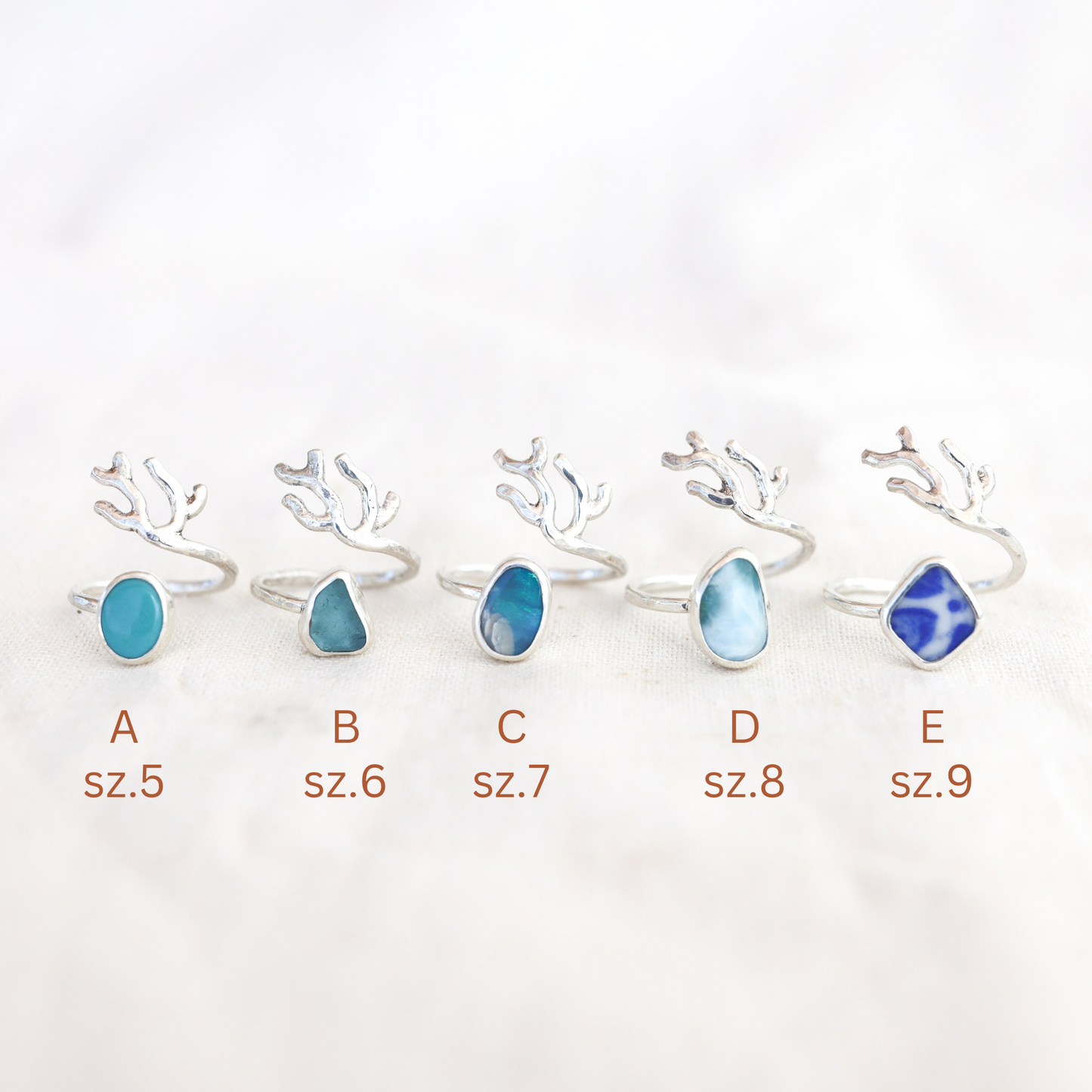 Silver Coral Branch Rings