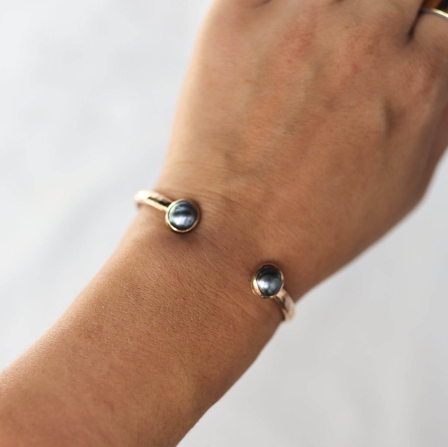 Gold Double Tahitian Pearl Cuff