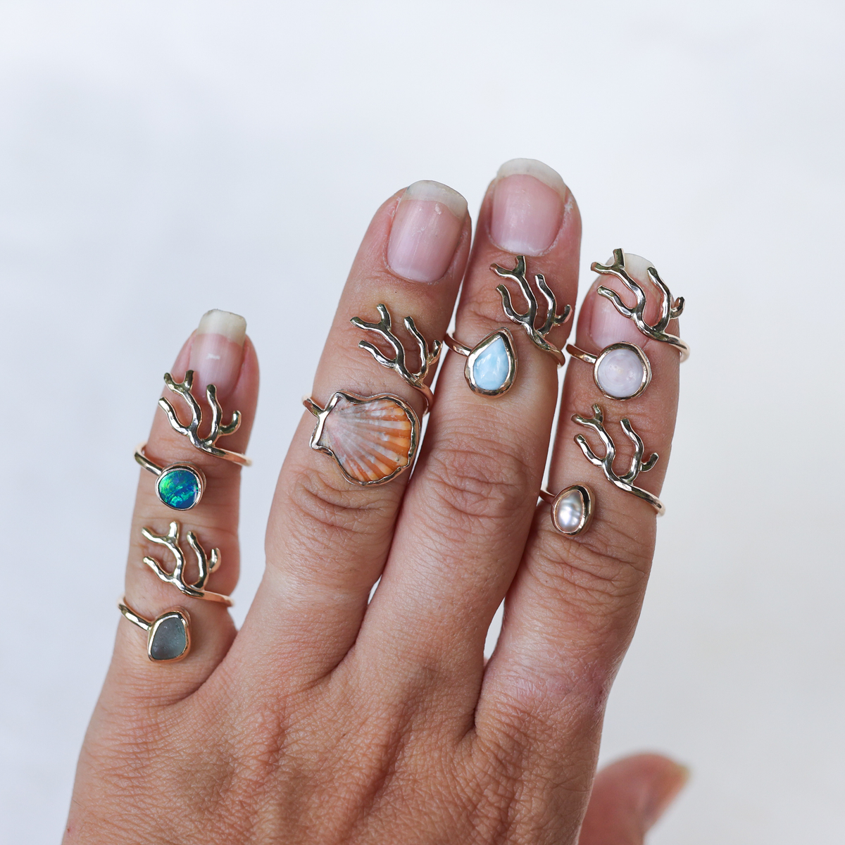 Gold sz. 5 Coral Branch Rings