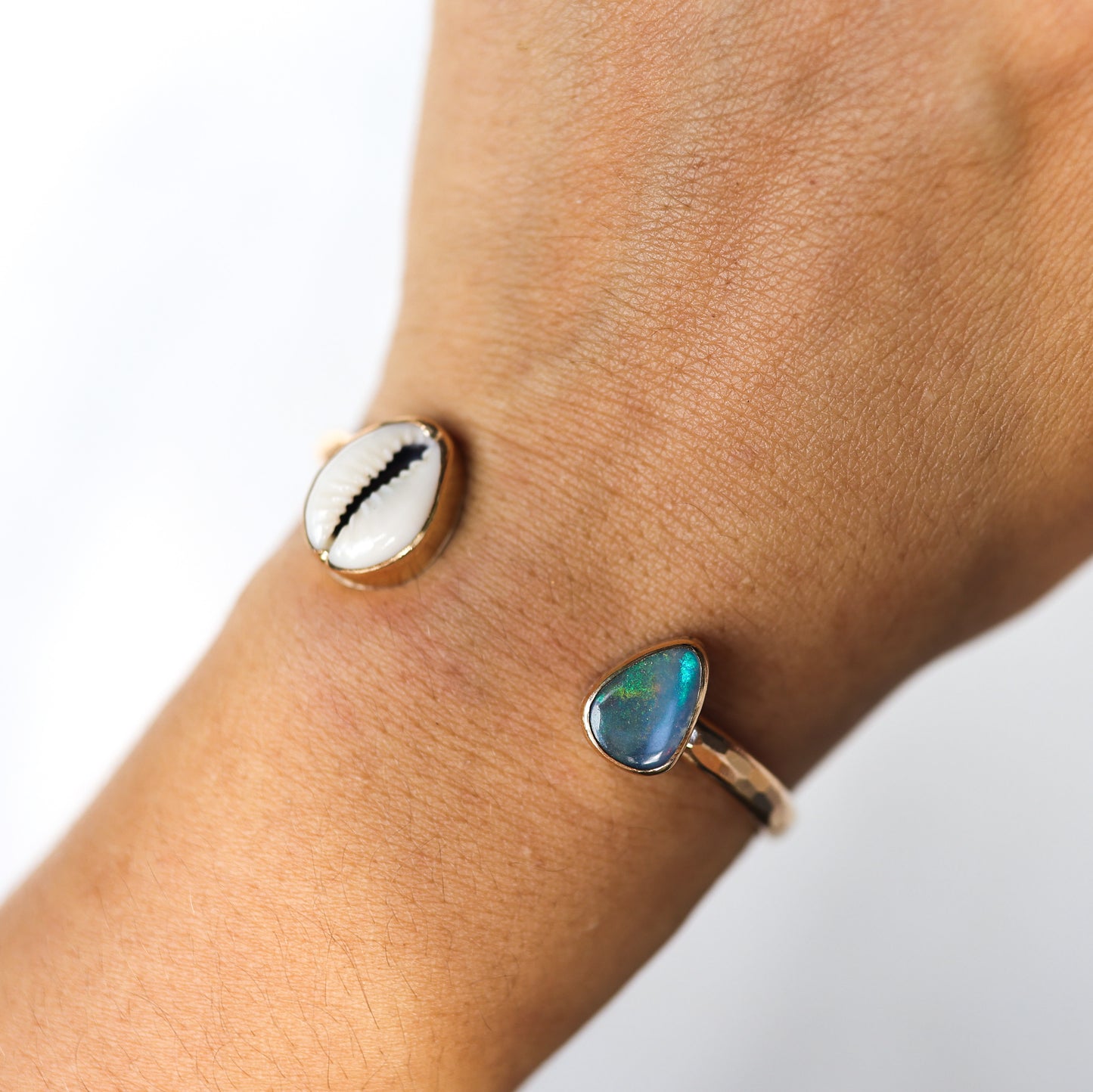 Gold Cowrie and Opal Cuff