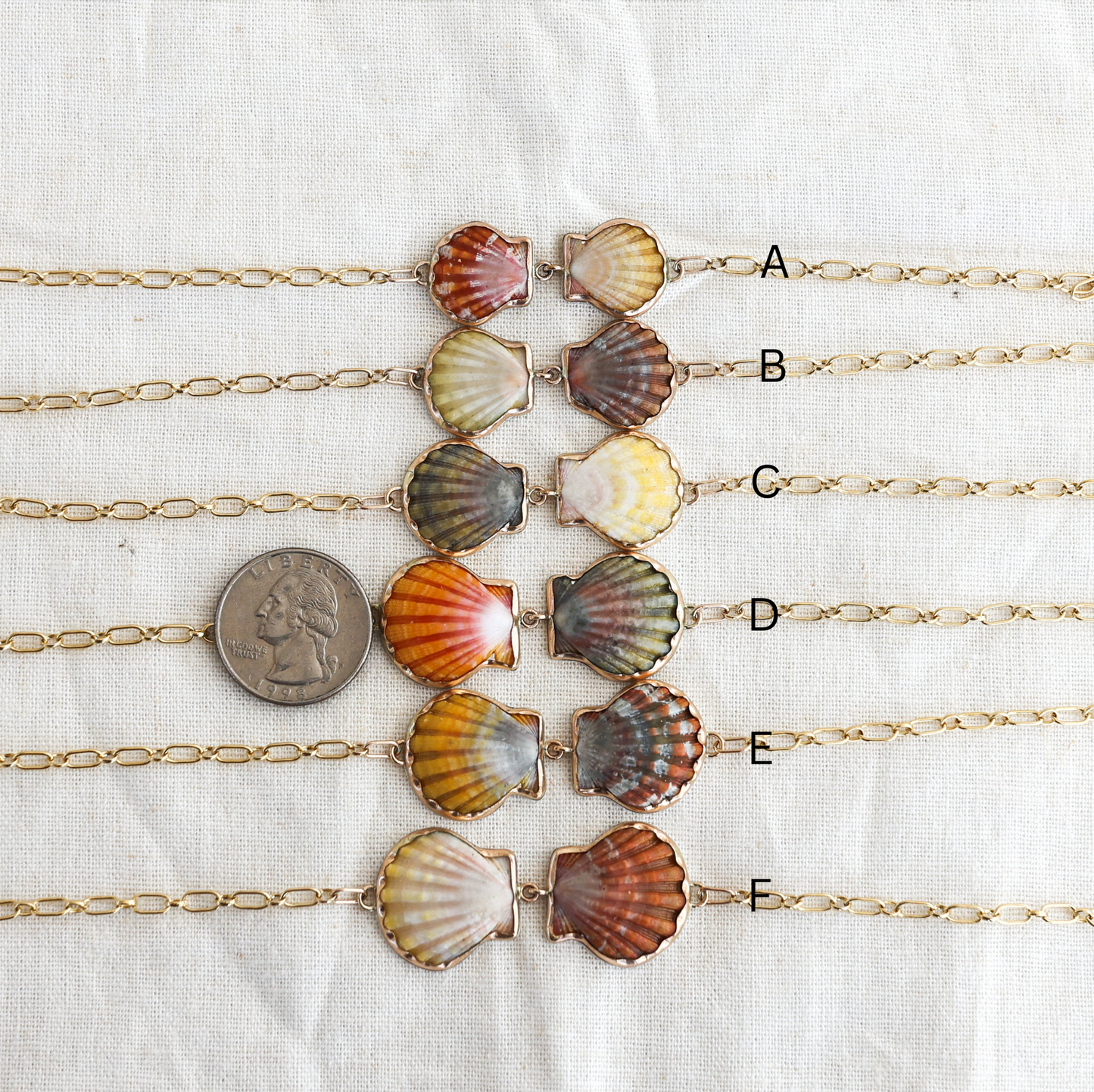 Gold Double Sunrise Shell Chain Cuff