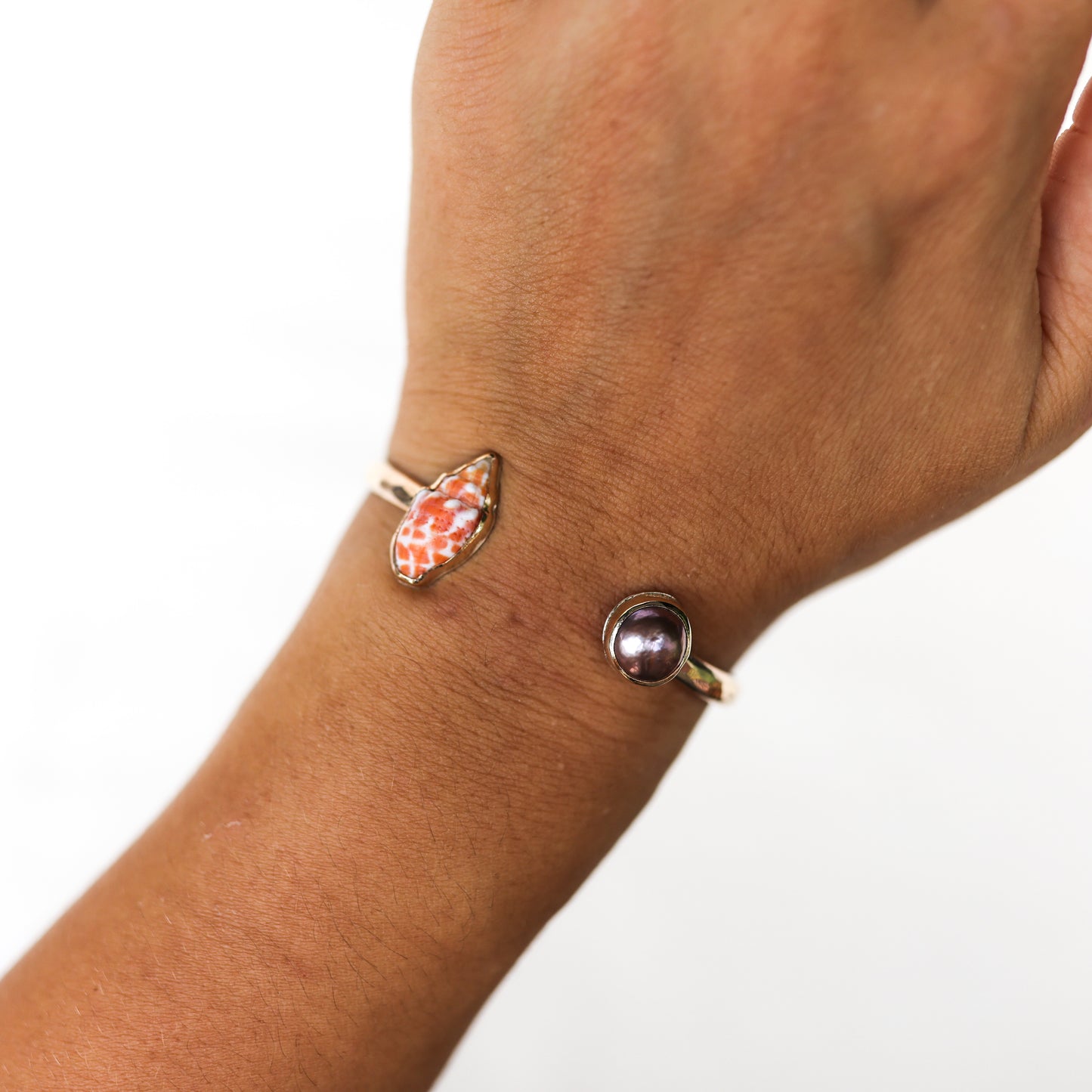 Gold Miter and Pink Edison Pearl Cuff