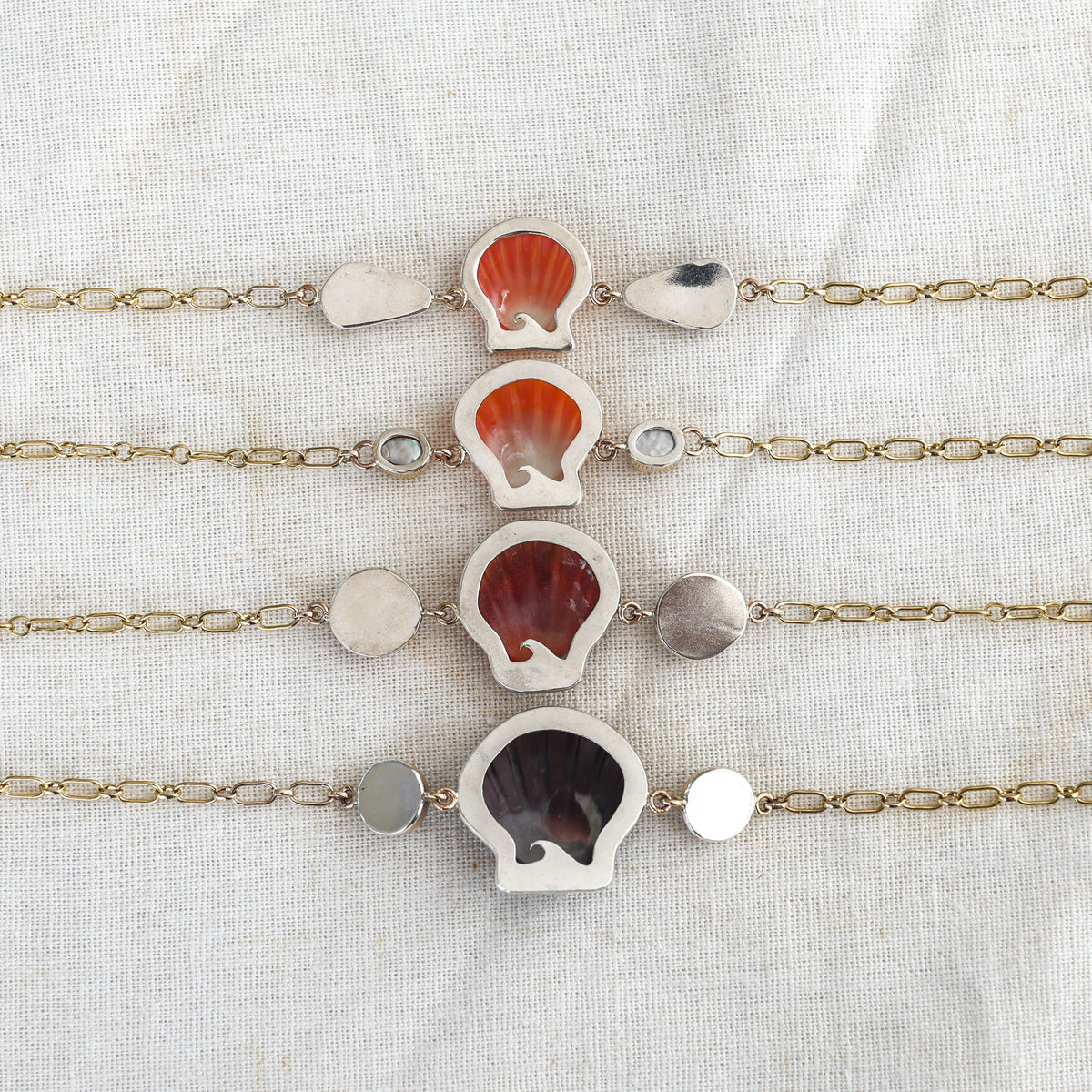 Gold Sunrise Shell Charm Chain Bracelets