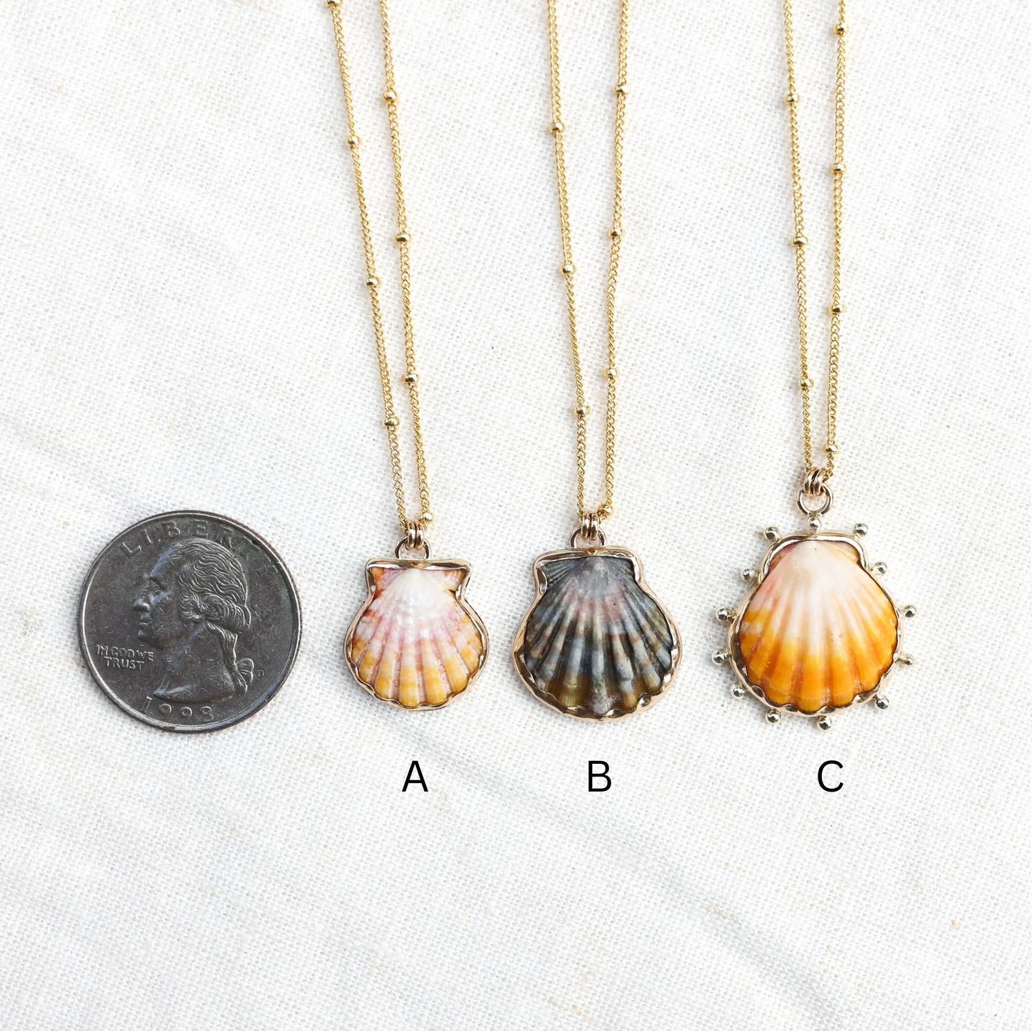 Small Gold Bezel Sunrise Shell Necklace