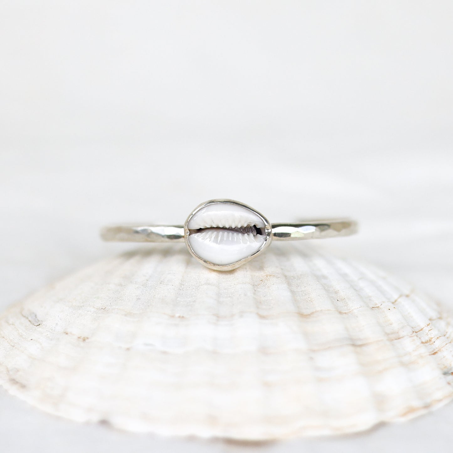 Silver Cowrie Shell Cuff