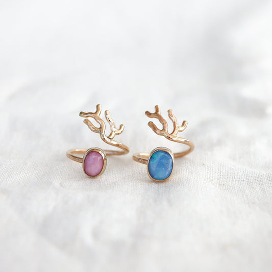 Gold sz. 5 Coral Branch Rings