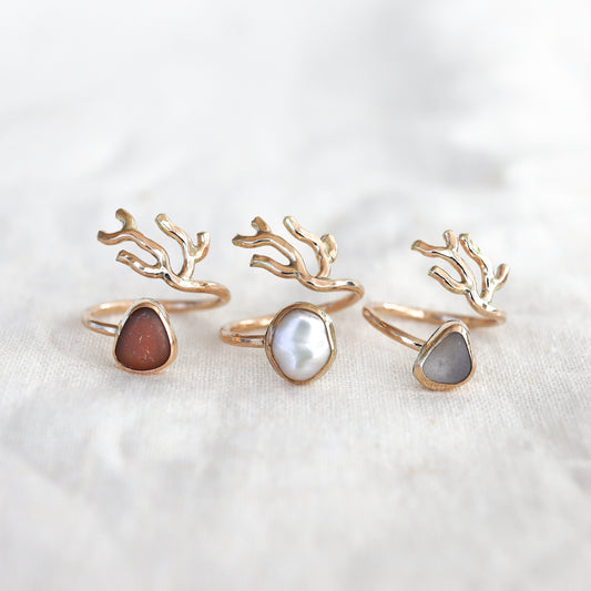 Gold Sz. 6 Coral Branch Rings