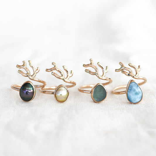 Gold Sz. 7 Coral Branch Ring